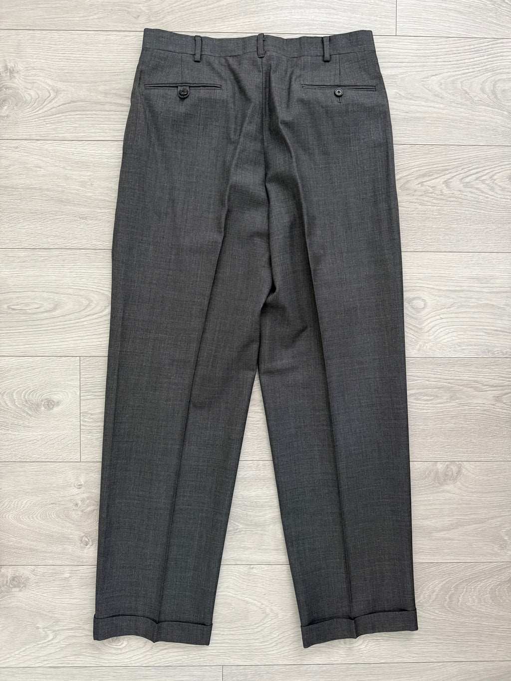 Ralph Lauren 1990s 2B Wool Grey Double-Pleated Suit - Size M Jacket / 32" Waist