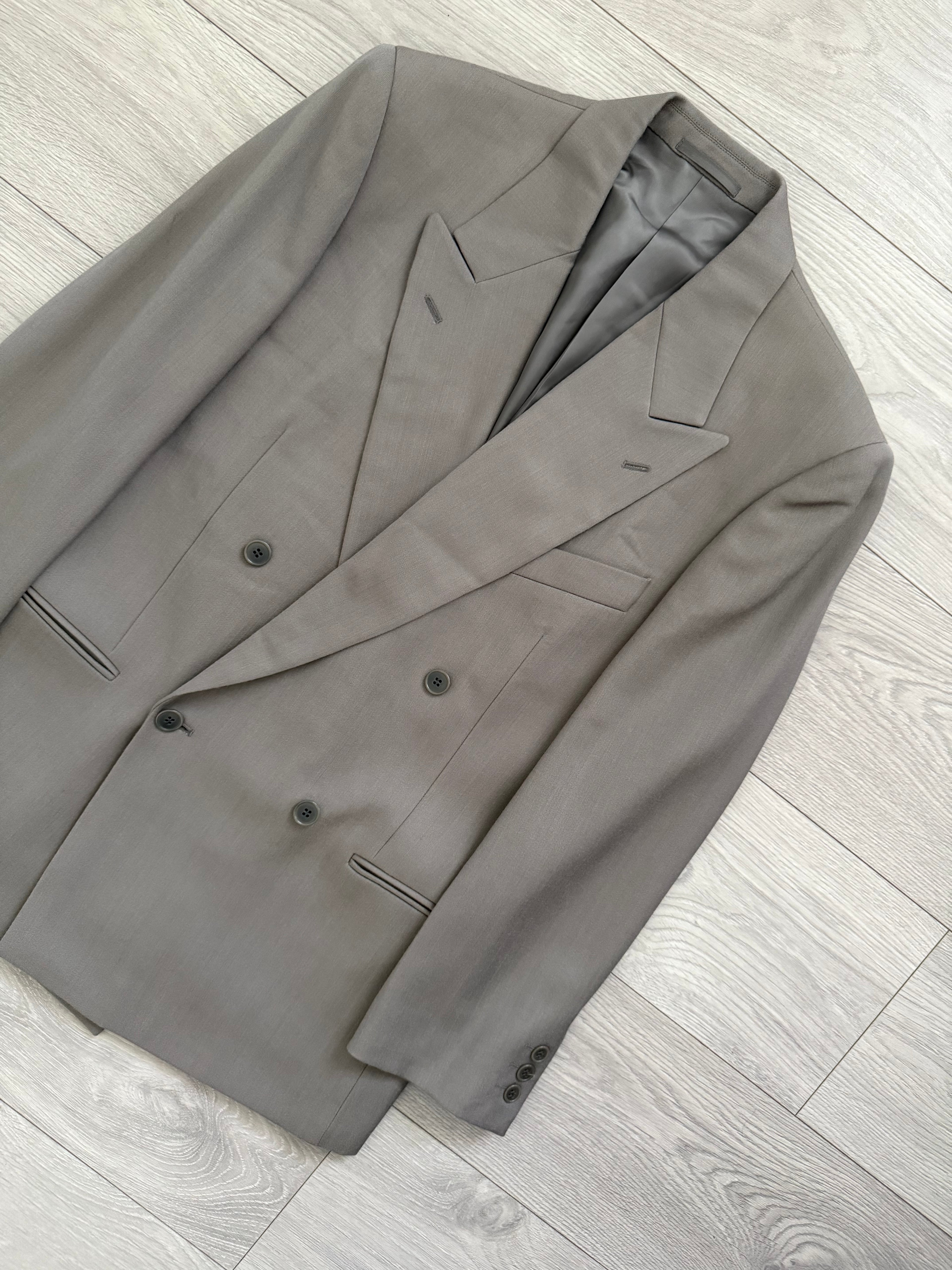 Emporio Armani 1990s Peaked Lapel Double Breasted Taupe Sports Jacket Blazer - Size S