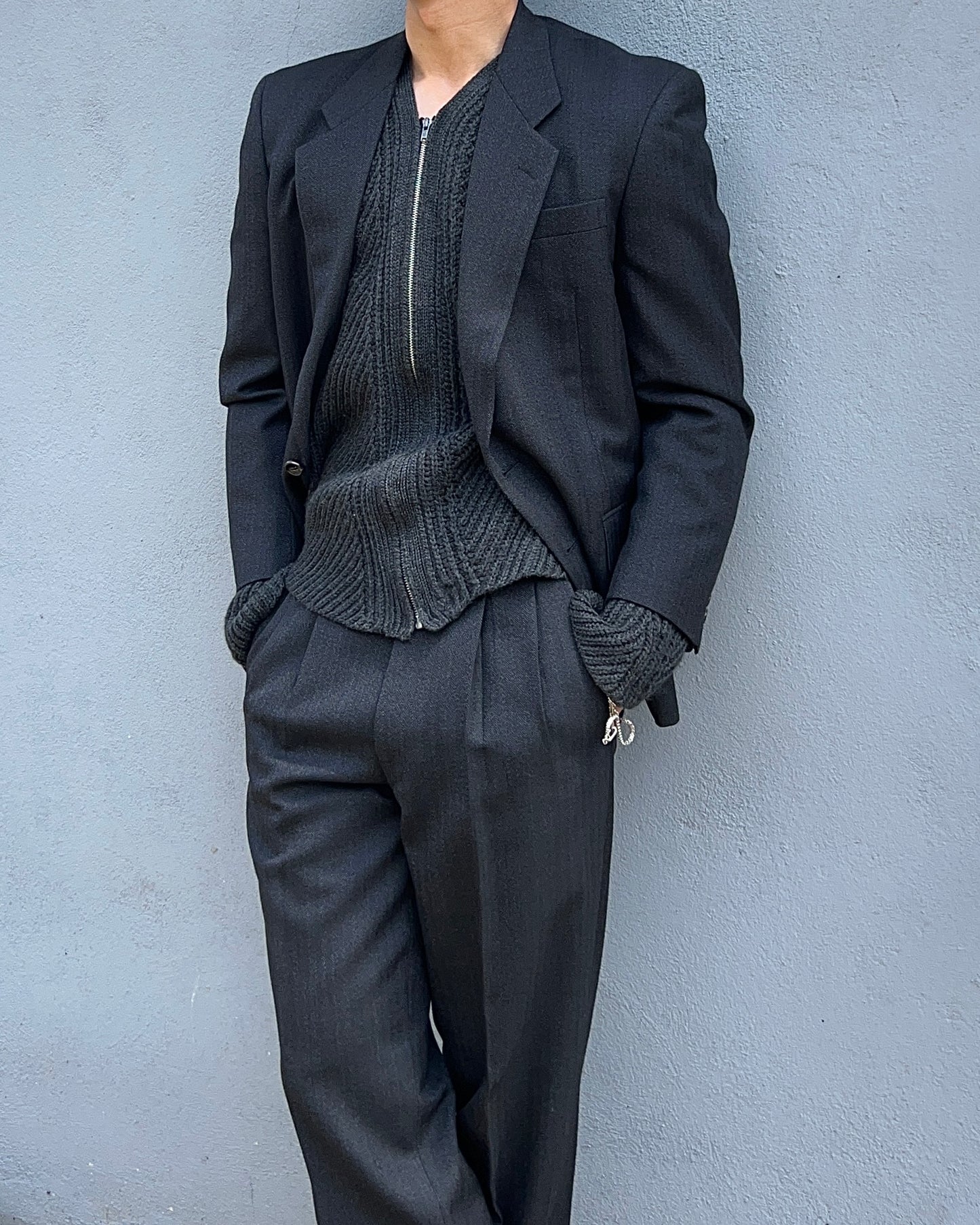 Comme Des Garcons Homme Deux 1995 Pleated Herringbone Suit - M Jacket / 30" Waist