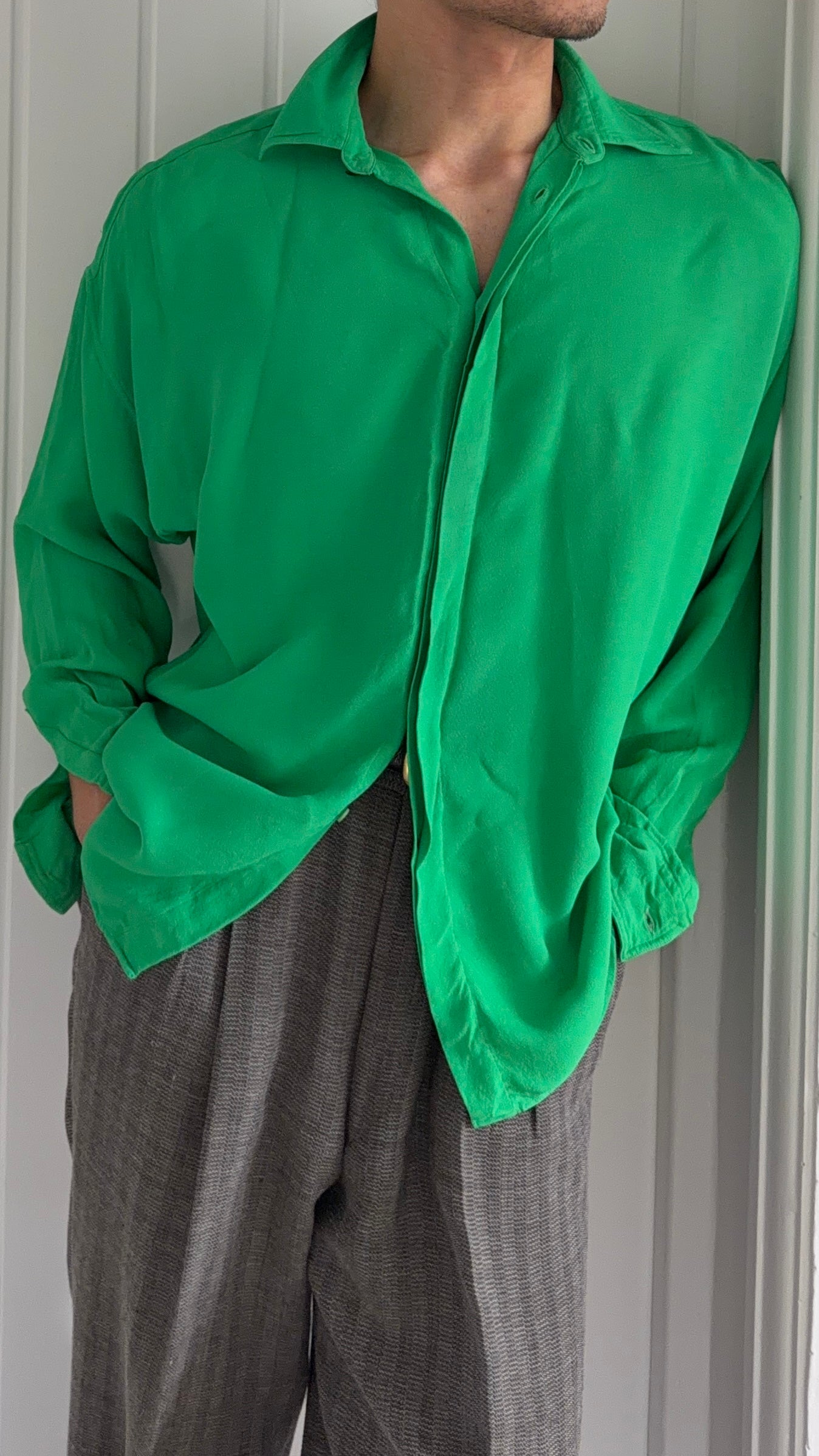 Versace 1990s Relaxed Silk Shirt - Size S