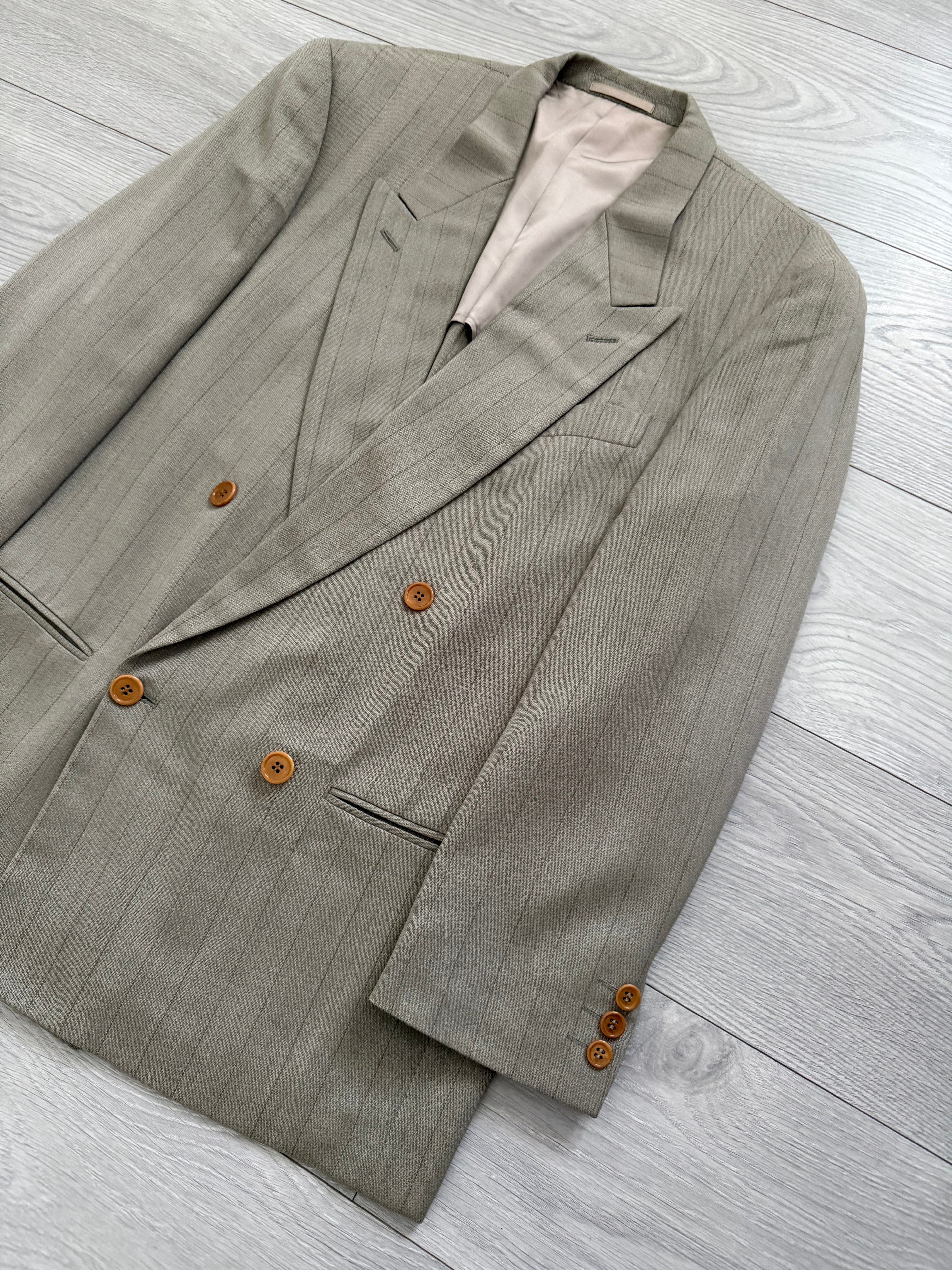 Emporio Armani 1990s Peaked Lapel Double Breasted Lightweight Wool Sports Jacket Blazer - Size M