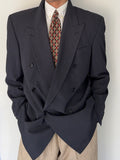 Hugo Boss 'Al Capone' 1980s Peaked Lapel Double Breasted Wool Rayon Sport Blazer Jacket - Size L