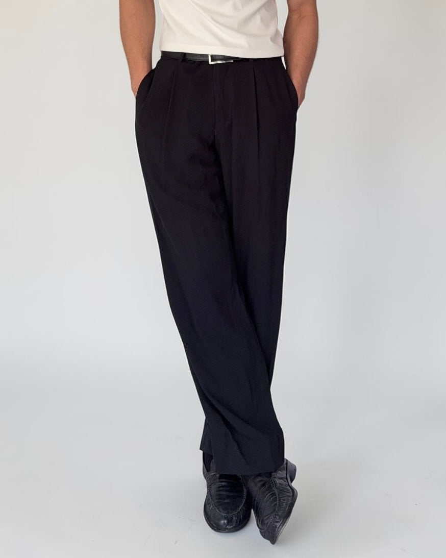 Emporio Armani 1990s Pleated Draped Wool Pants - Size 30