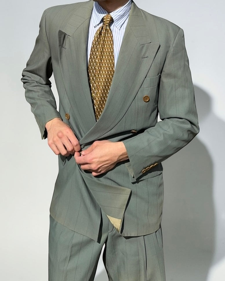 Hugo Boss 1980s 'Al Capone' Double-Breasted Pleated Wool Suit - Size S Jacket / 31" Waist