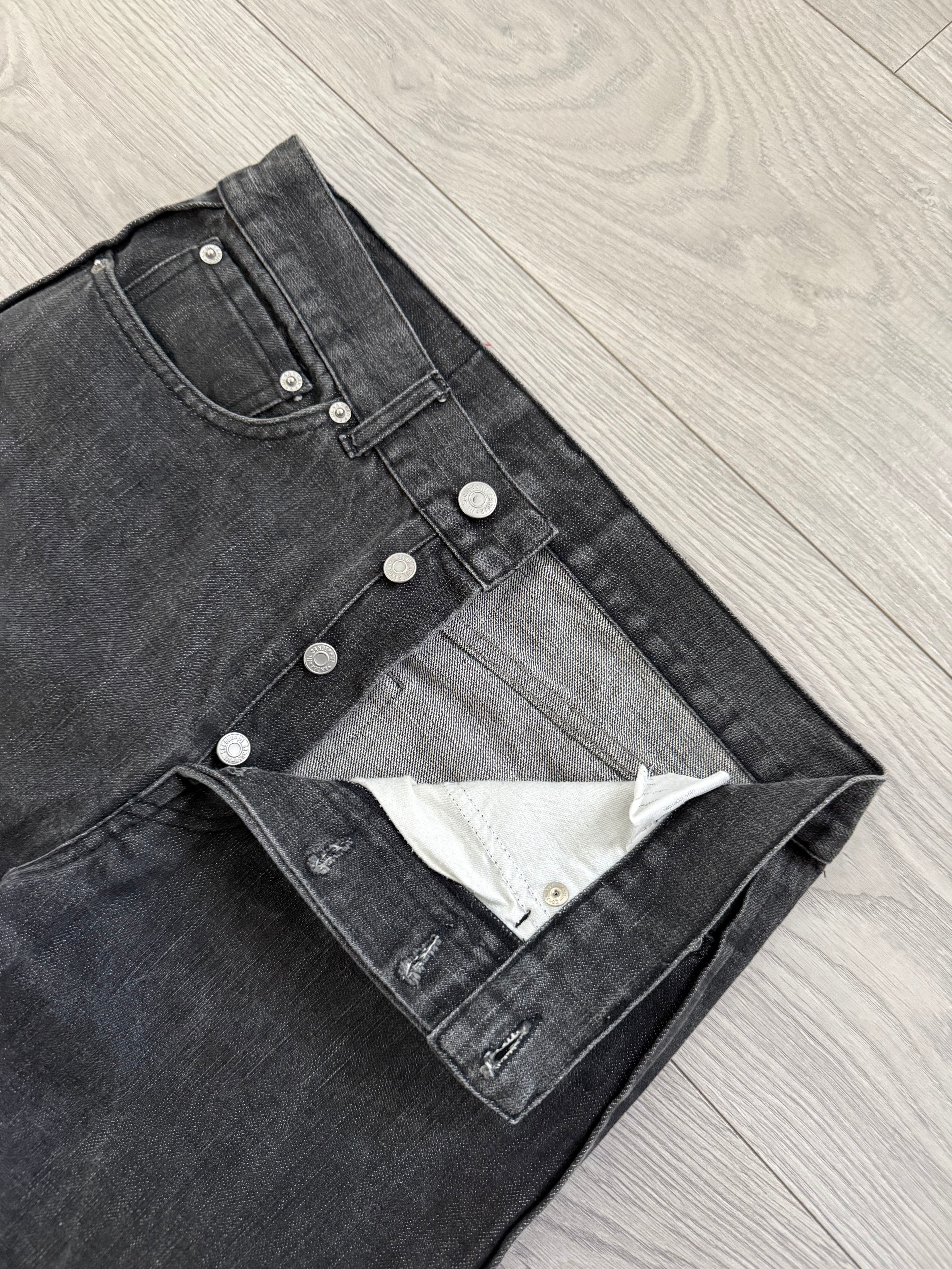 Jil Sander by Raf Simons Side Panelled Washed Grey Denim Jeans - Size 29