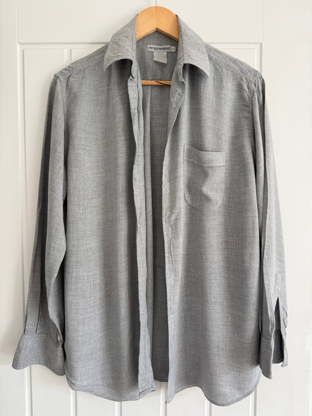 Emporio Armani 1990s Grey Draped Shirt - Size S