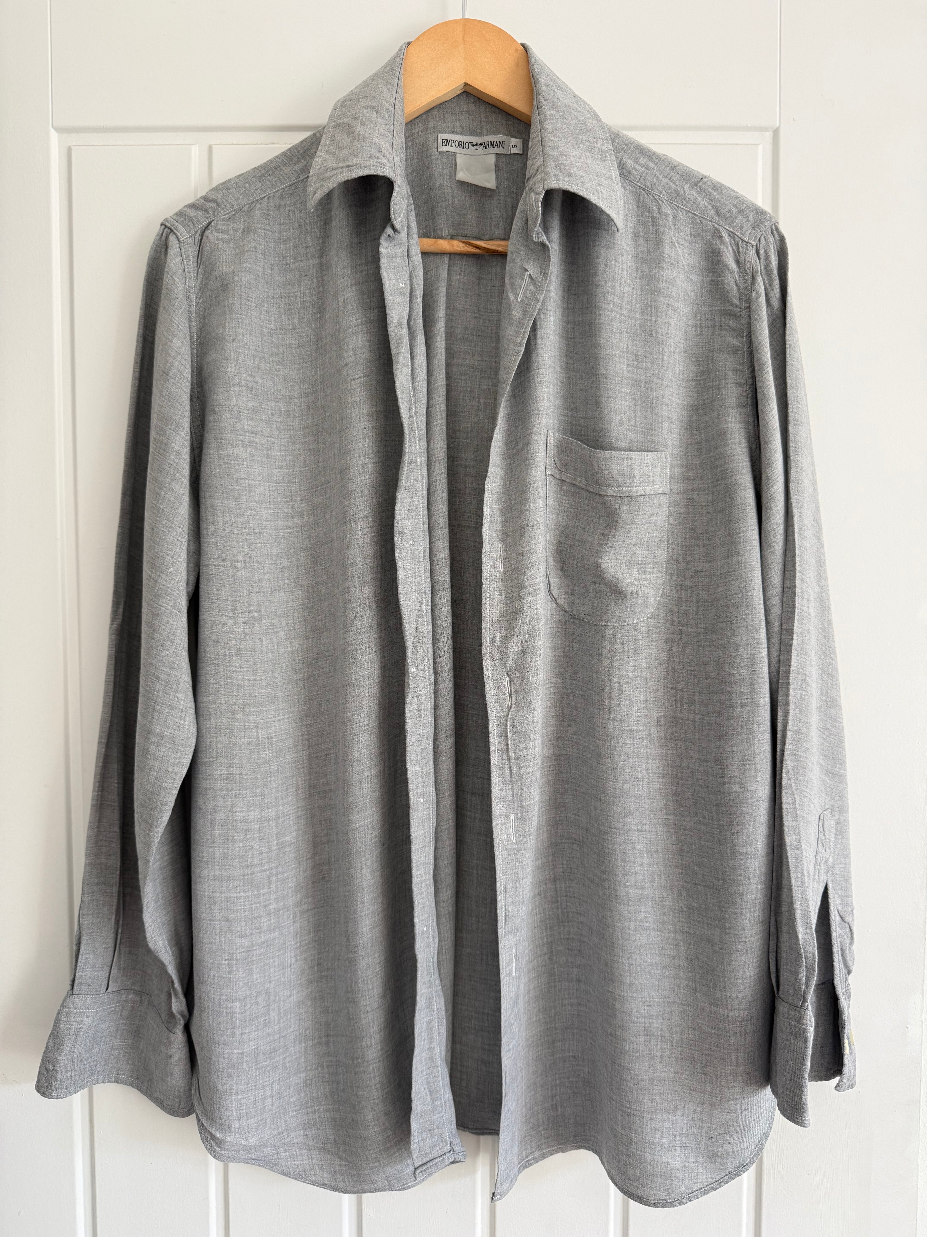 Emporio Armani 1990s Grey Draped Shirt - Size S