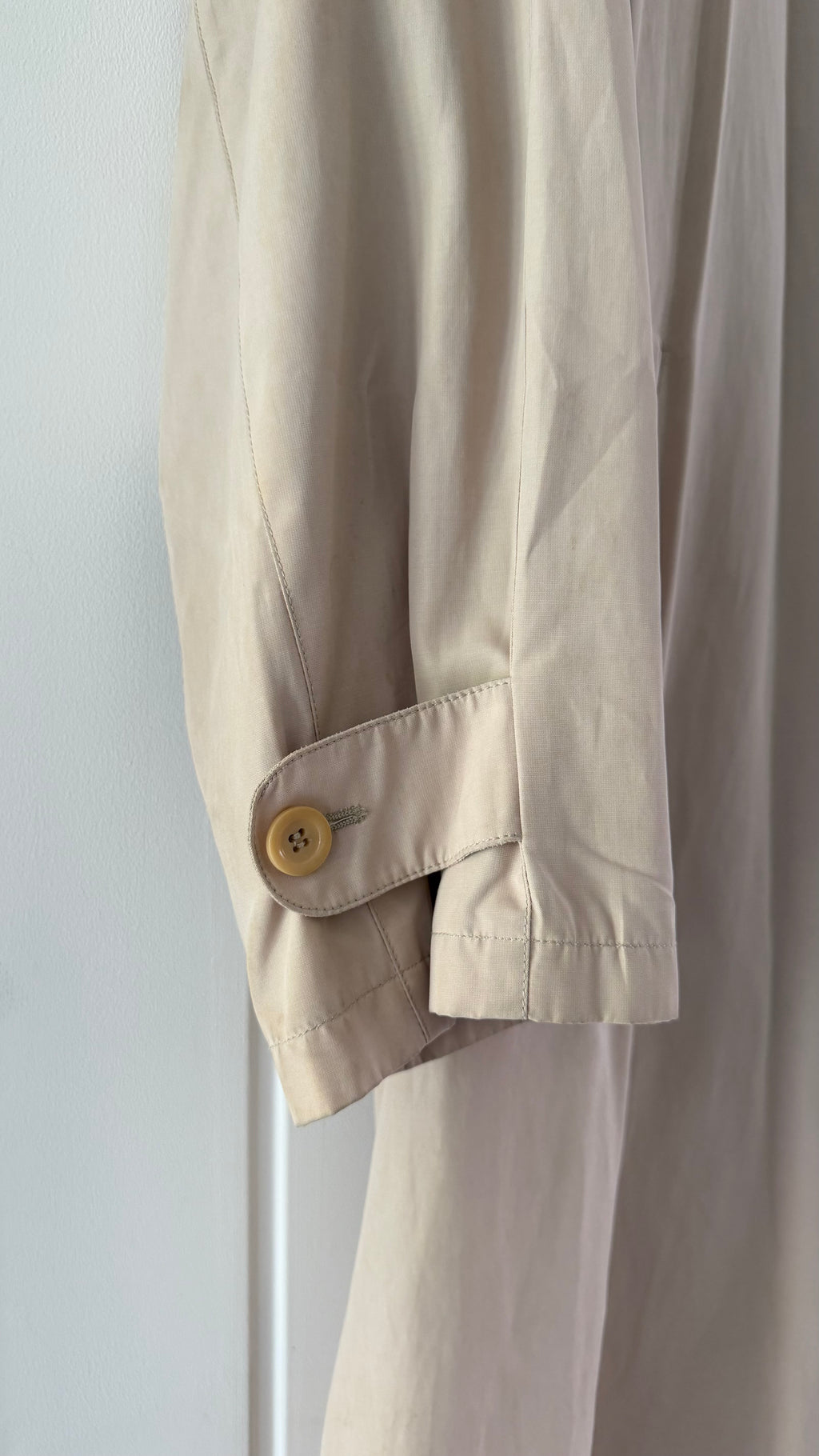Giorgio Armani 1980s Taupe Beige Acetate Blend Mac Coat - Size L