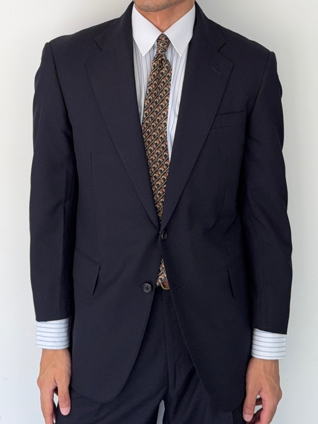 Ralph Lauren 1990s 2B Pleated Wool Suit Navy - Size S Jacket / 30" Waist