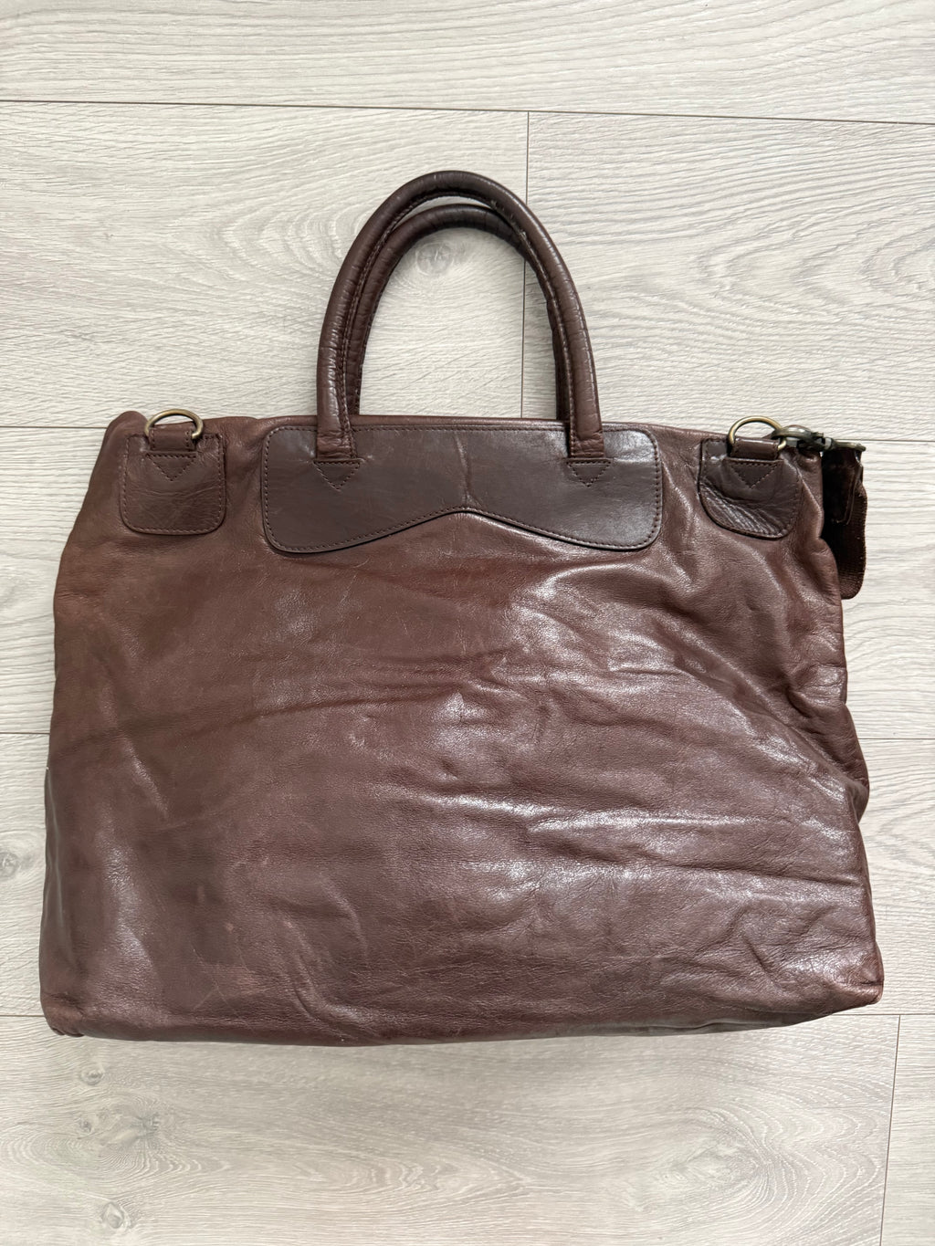 Sicons Armani 1980s Brown Leather Top Handle Shoulder Bag