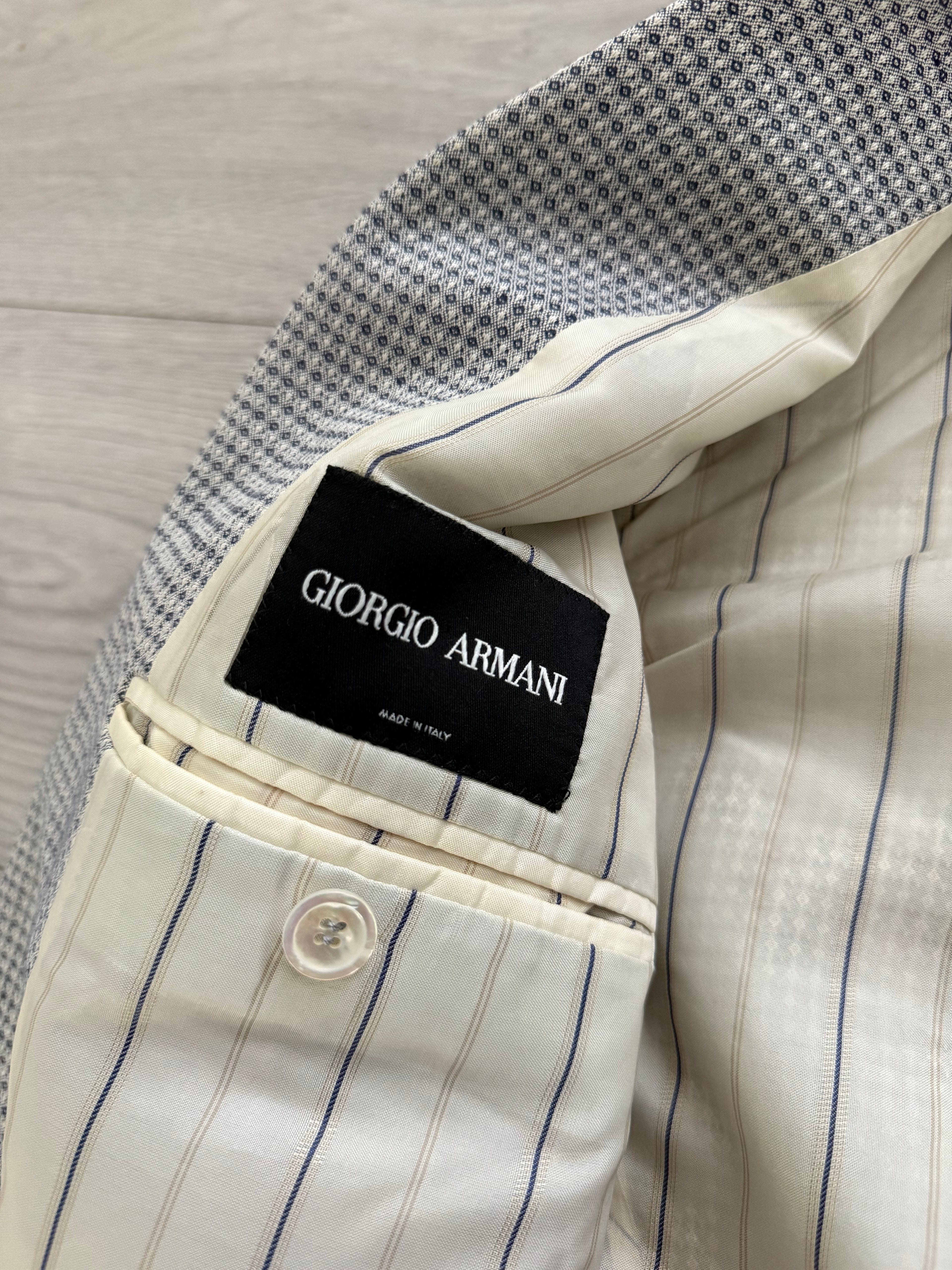 Giorgio Armani Black Label 1990s Peaked Lapel 1B Textured Sports Blazer Jacket - Size XL