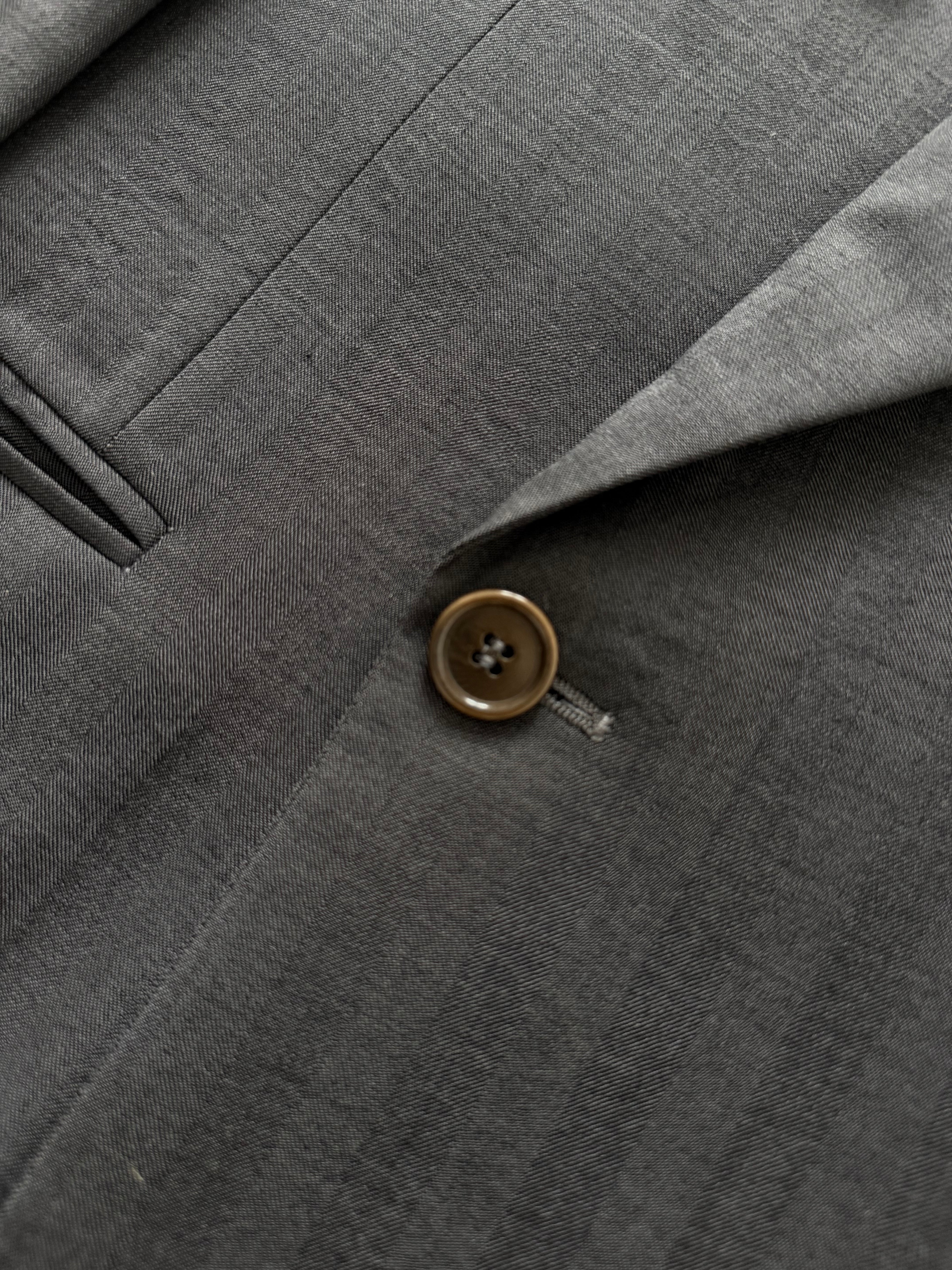 Cerruti 1990s Peaked Lapel Double Breasted Wool Sport Jacket Blazer Grey - Size L
