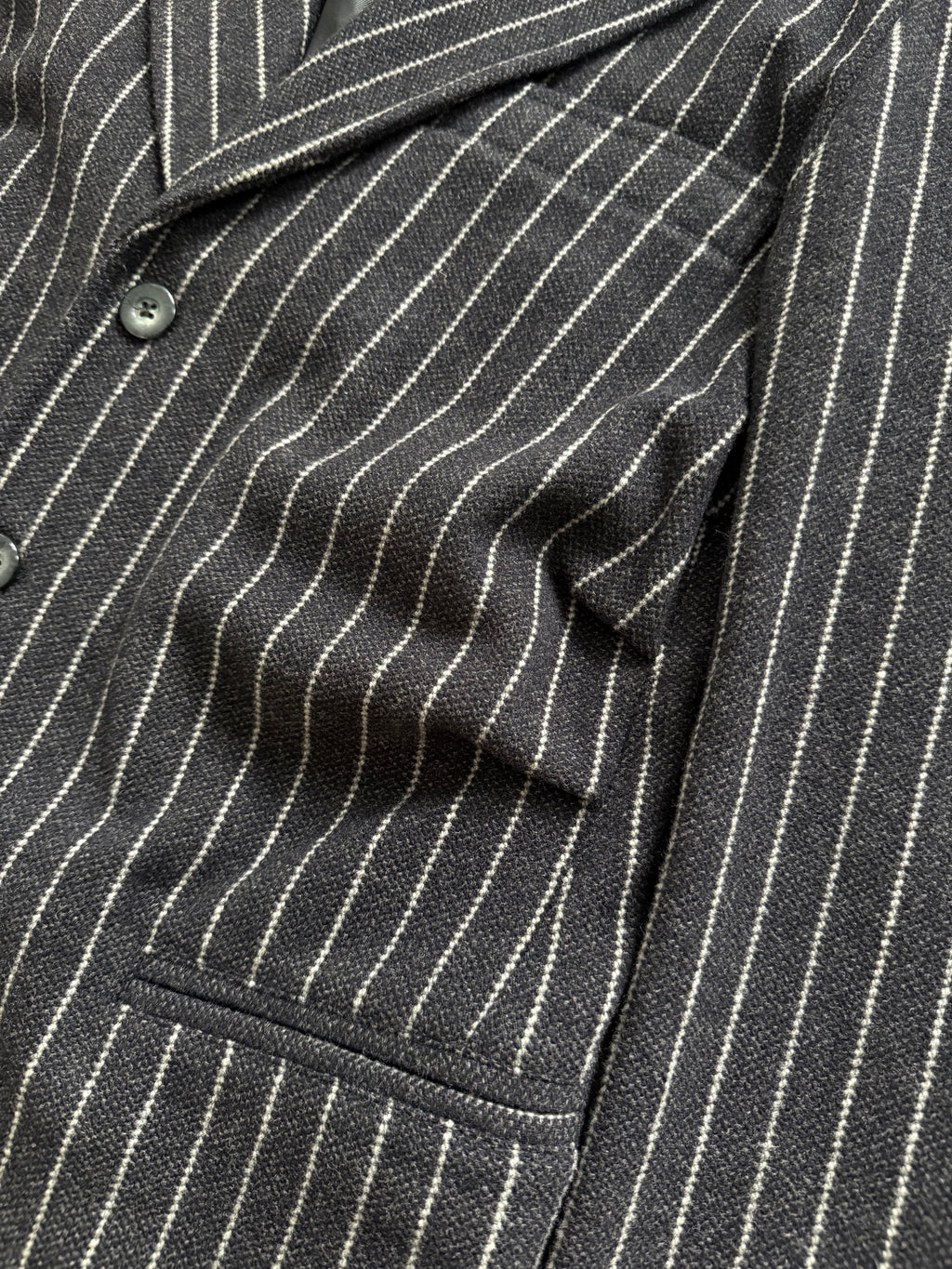 Emporio Armani 1990s 3B Chalk Stripe Ruched Wool Sport Jacket Blazer - Size M