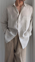 Versace 1990s Premium Linen Relaxed Fit Shirt - Size XL