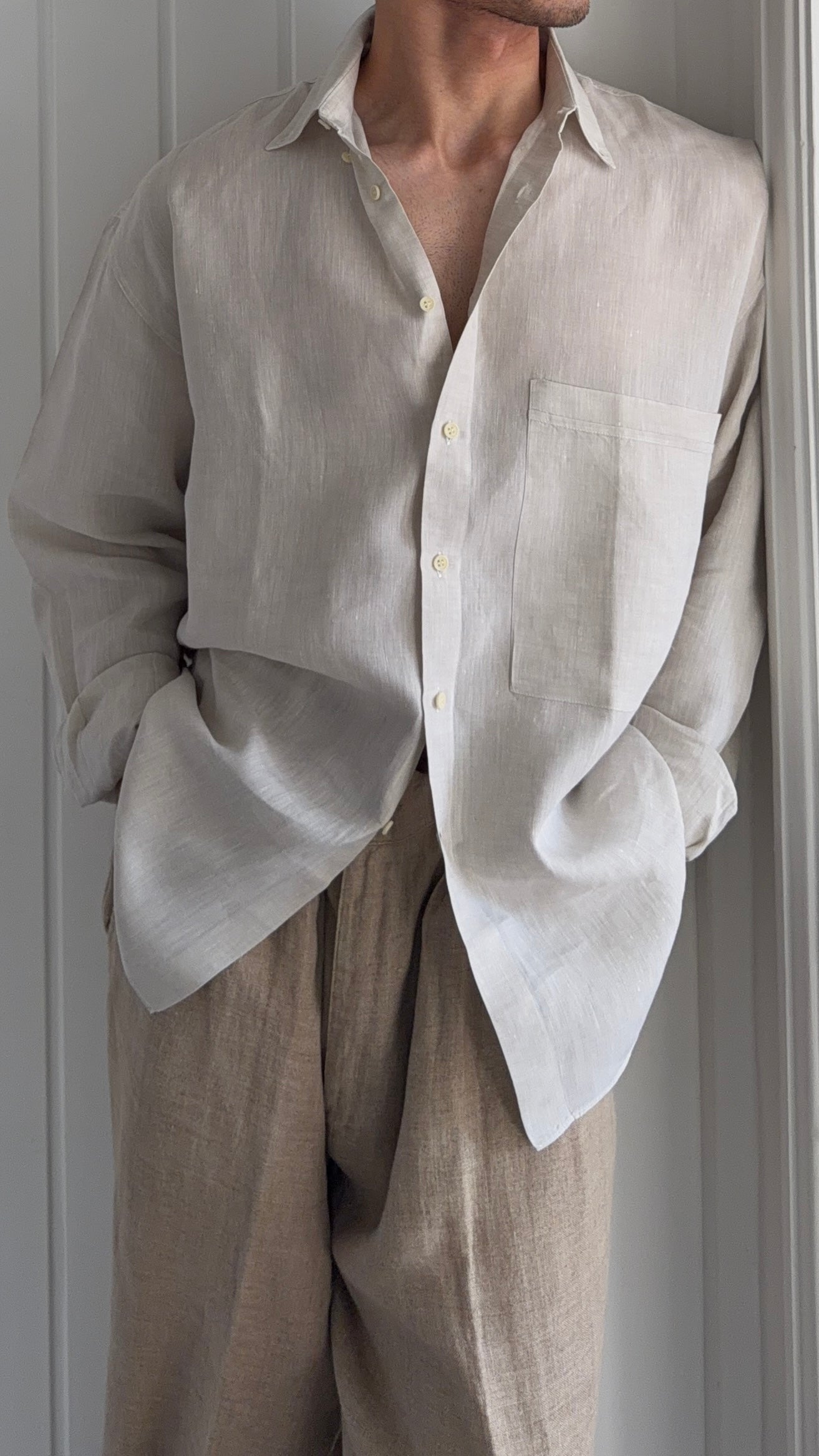 Versace 1990s Premium Linen Relaxed Fit Shirt - Size XL
