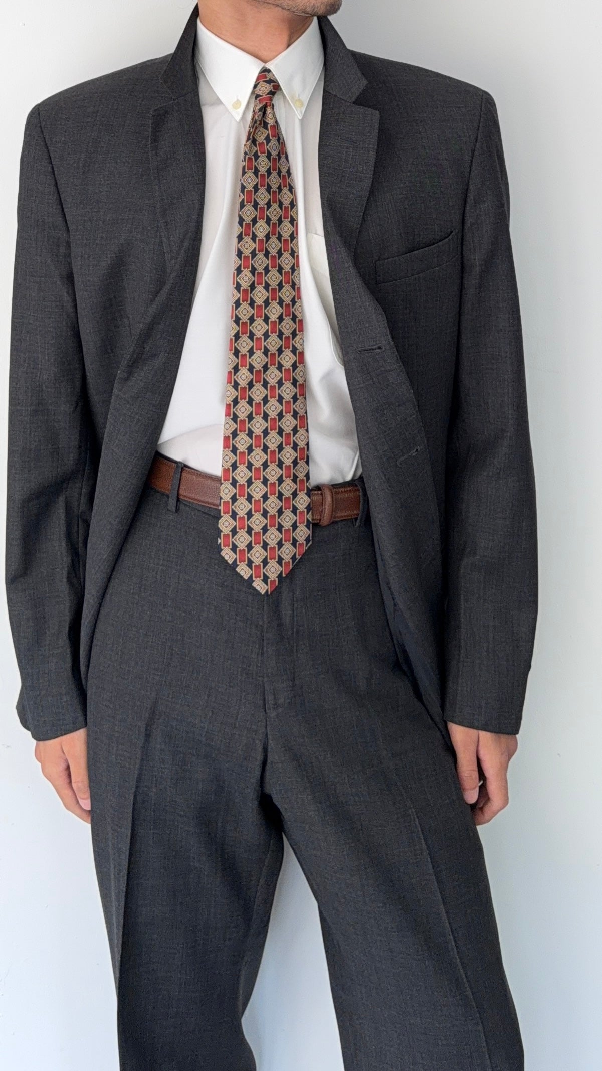 Emporio Armani 1990s 3B Grey Wool Suit - Size XL Jacket / 36" Waist
