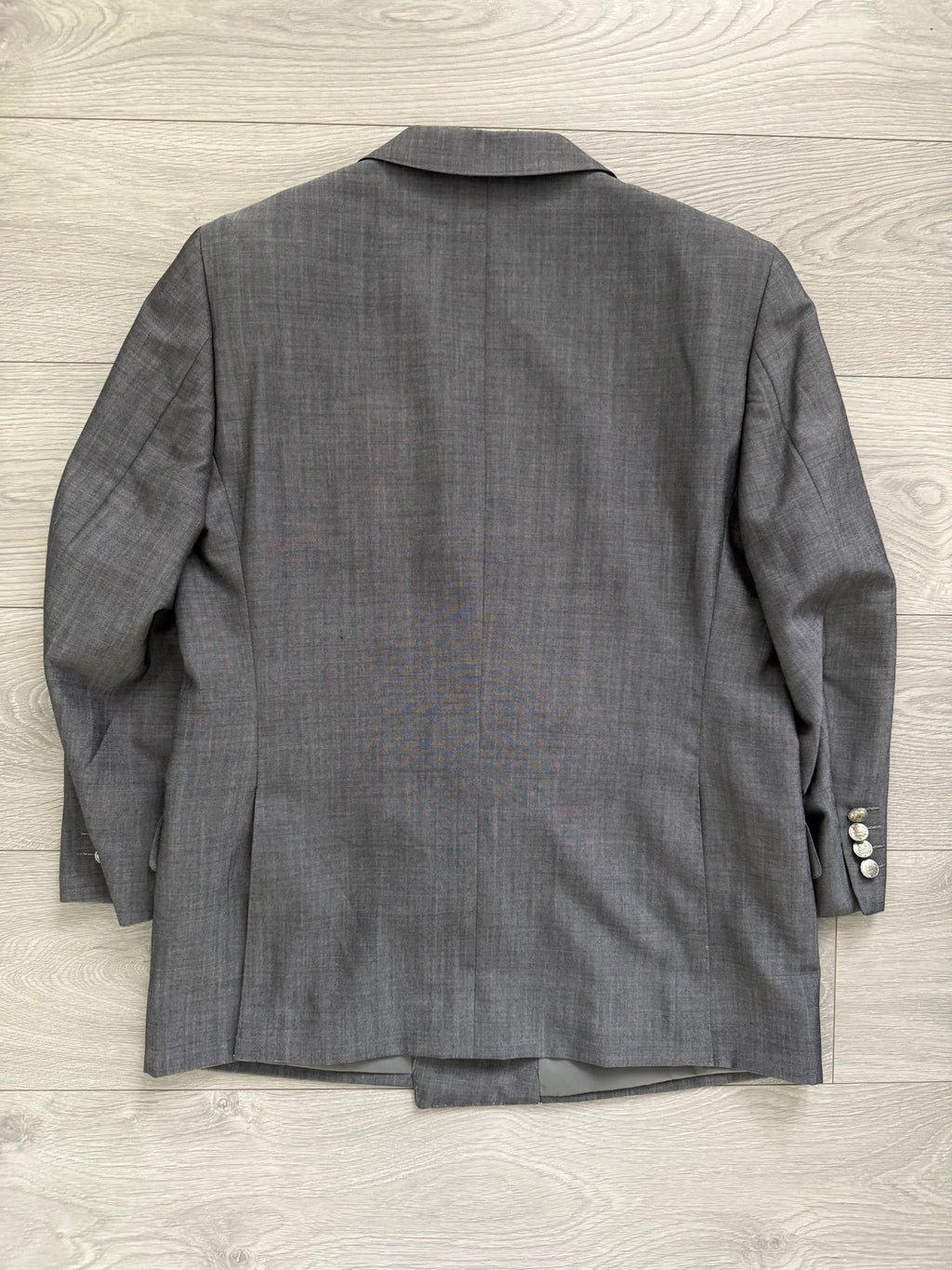 Burberry 1980s Peaked Lapel Double Breasted Pleated Wool Suit Grey - Size S Jacket / 32" Waist