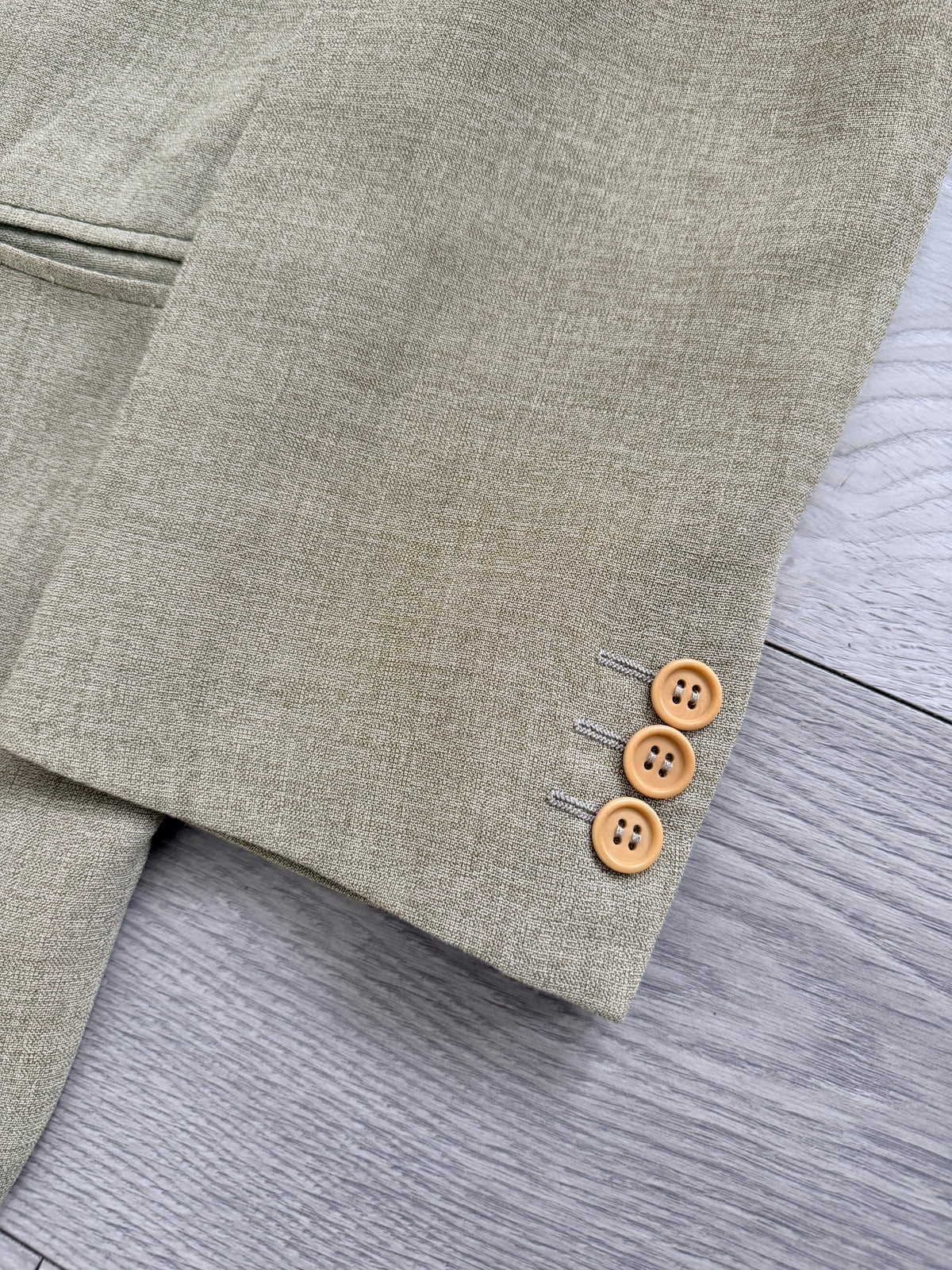 Giorgio Armani Black Label 1990s 2B Pleated Rayon Wool Draped Suit Taupe Beige - Size S Jacket / 29" Waist