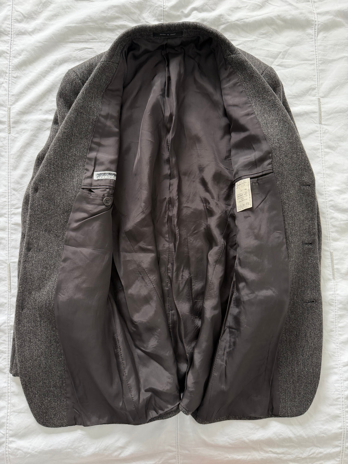 Emporio Armani 1990s 3B Wool Textured Sport Jacket Blazer Grey - Size S