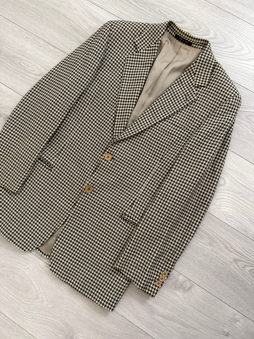 Emporio Armani 1990s 2B Houndstooth Wool Sports Blazer Jacket - Size S