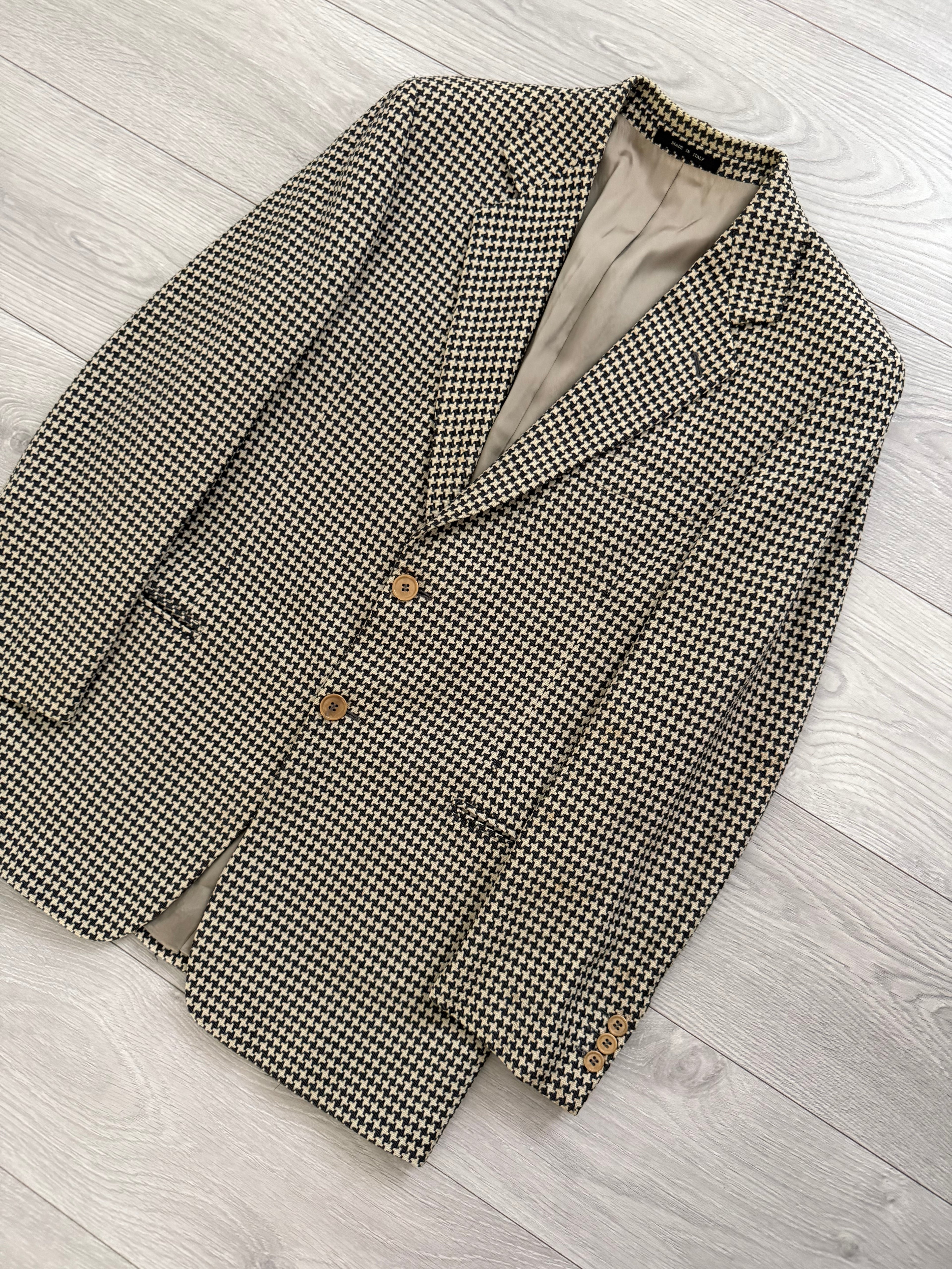 Emporio Armani 1990s 2B Houndstooth Wool Sports Blazer Jacket - Size S