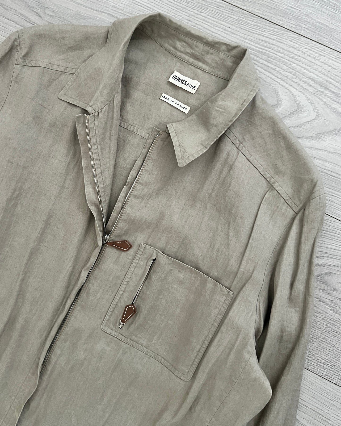 Hermes by Martin Margiela 2001 Zip-Front Linen Jacket - Size FR44