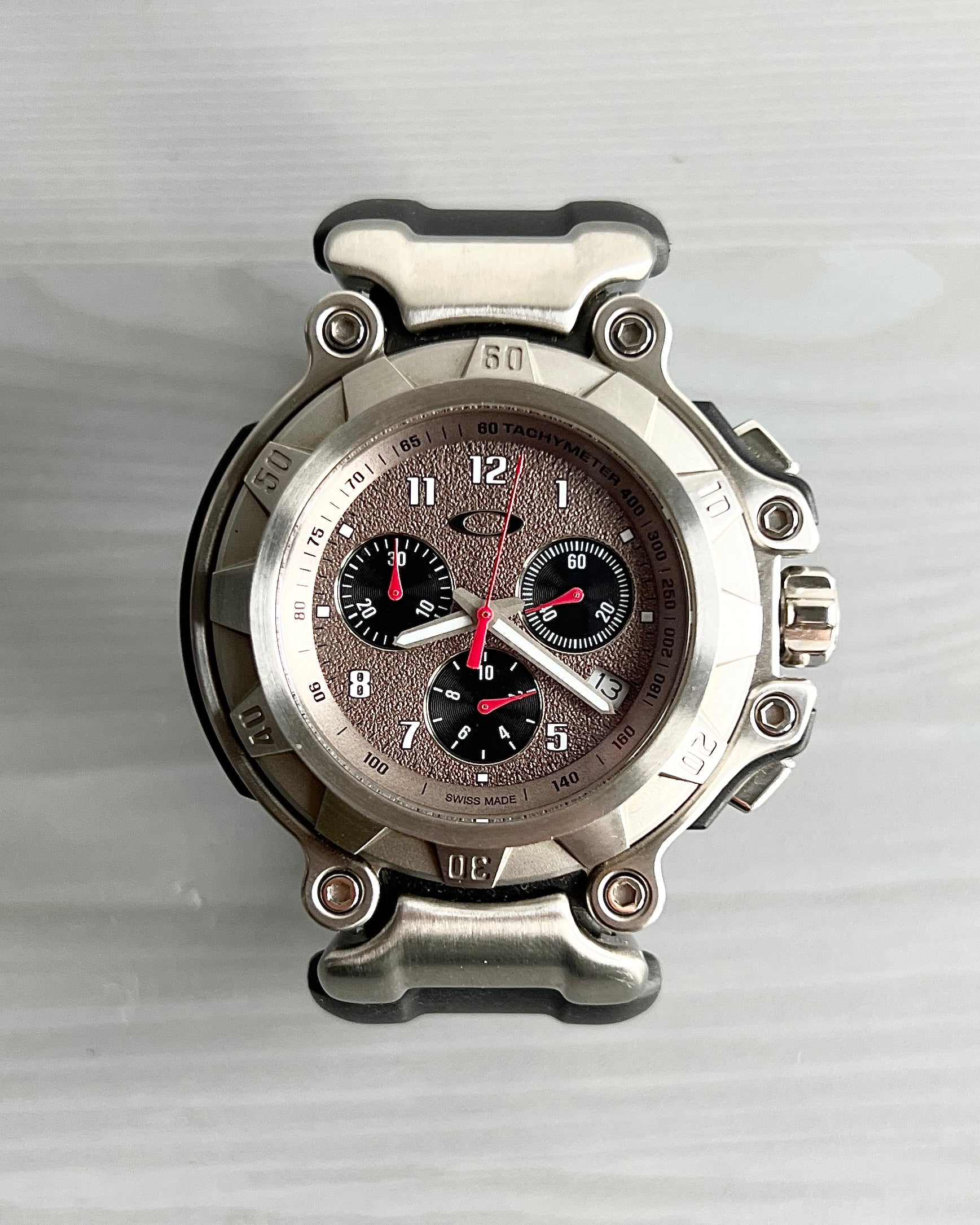 Oakley Crankcase Large 3-Hand Stainless Steel Carbon Watch