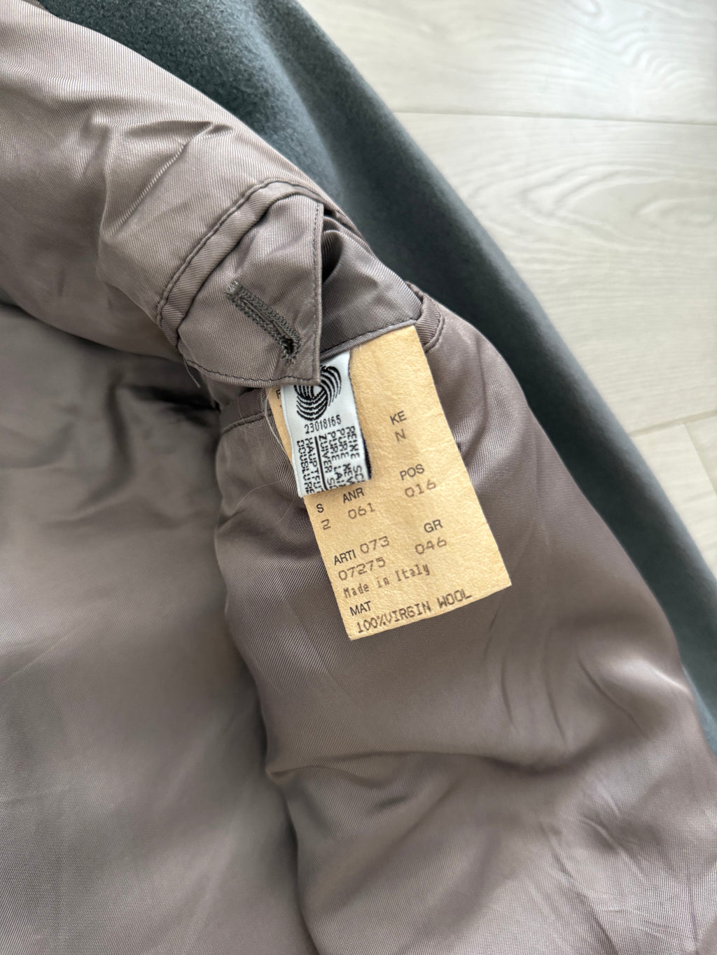Hugo Boss 1980s 'Yamaha' Peaked Lapel Double-Breasted Wool Coat Grey - Size M