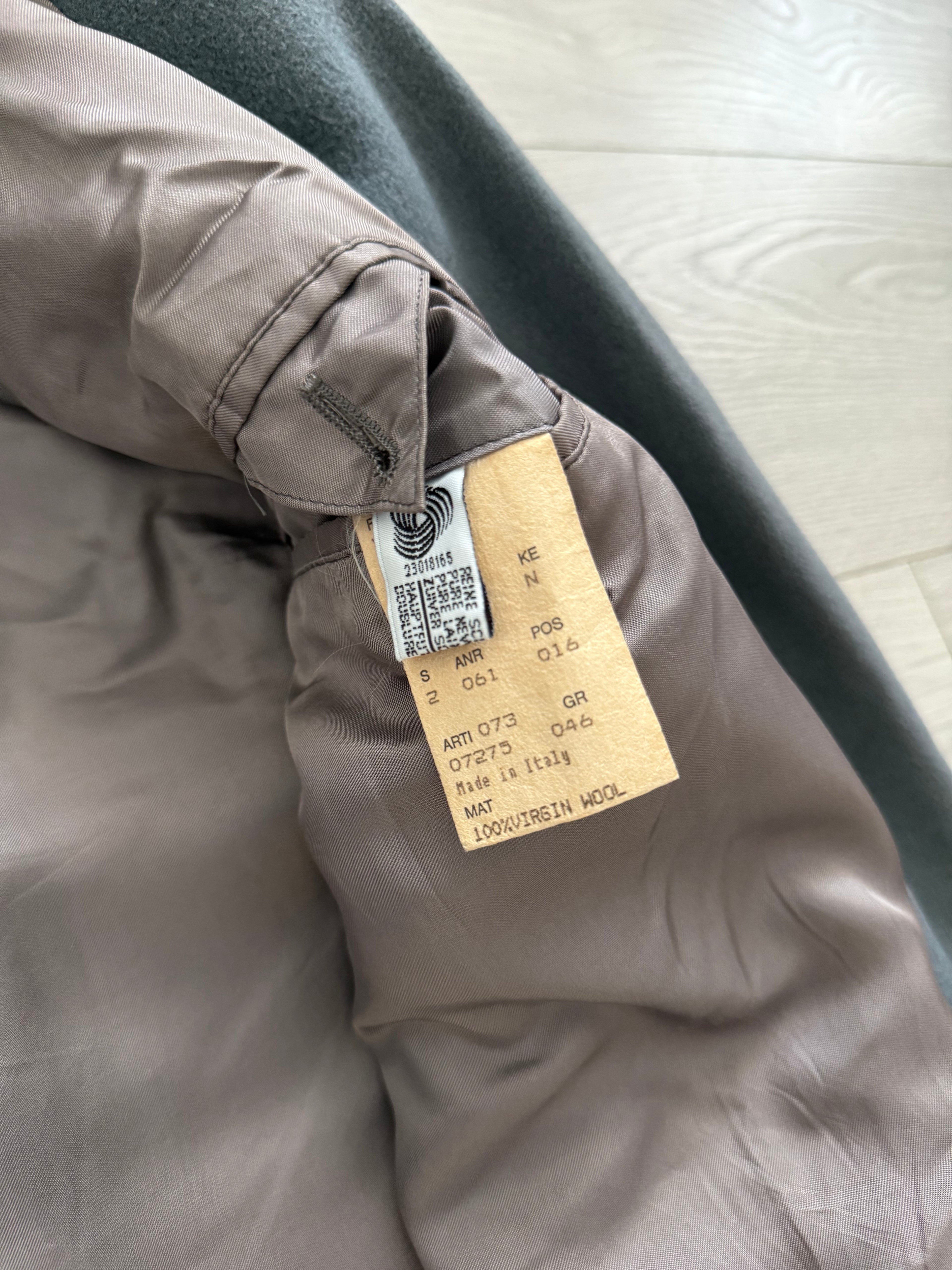 Hugo Boss 1980s 'Yamaha' Peaked Lapel Double-Breasted Wool Coat Grey - Size M