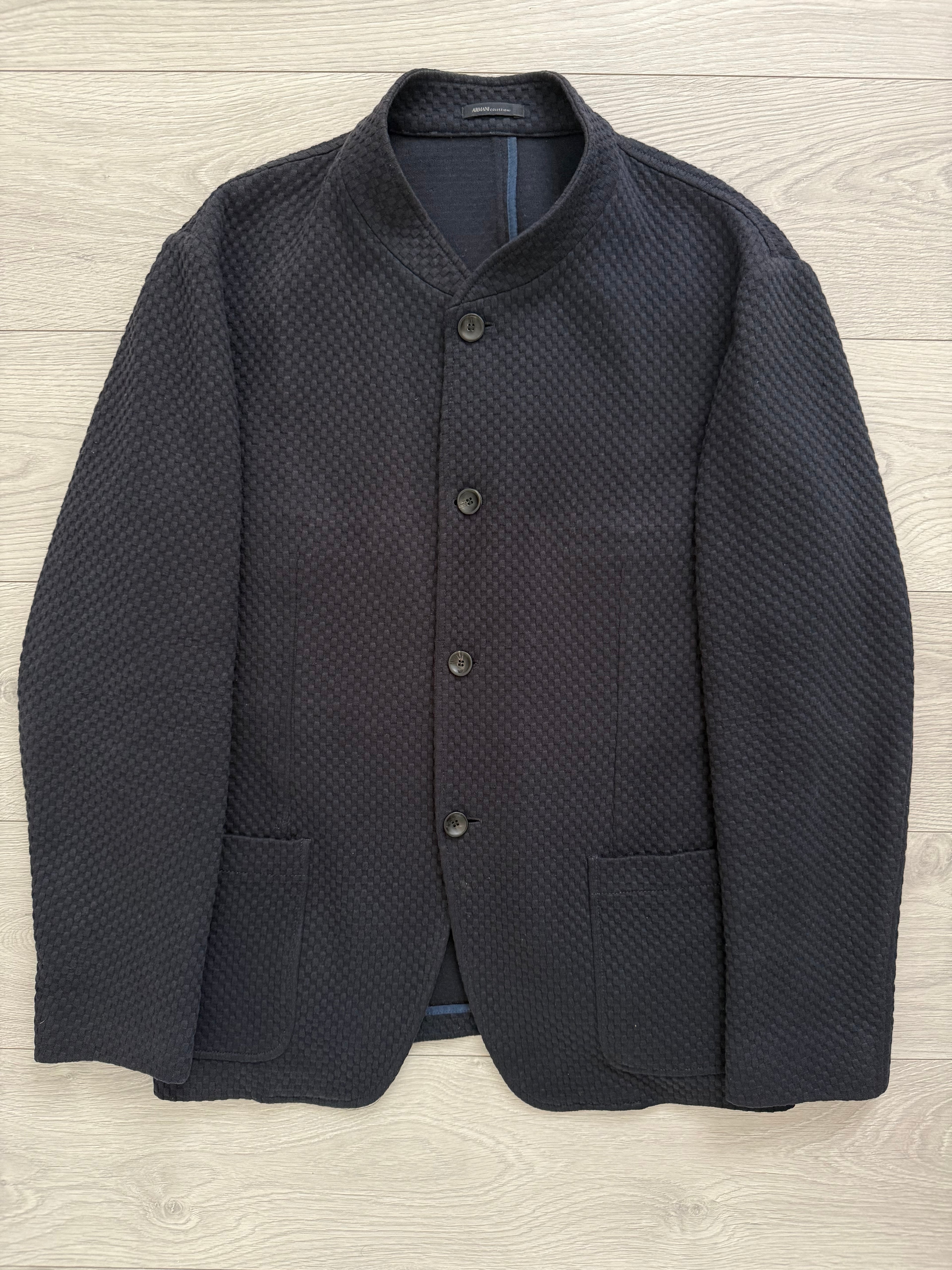 Armani 2000s Textured Cotton Navy Jacket - Size XL