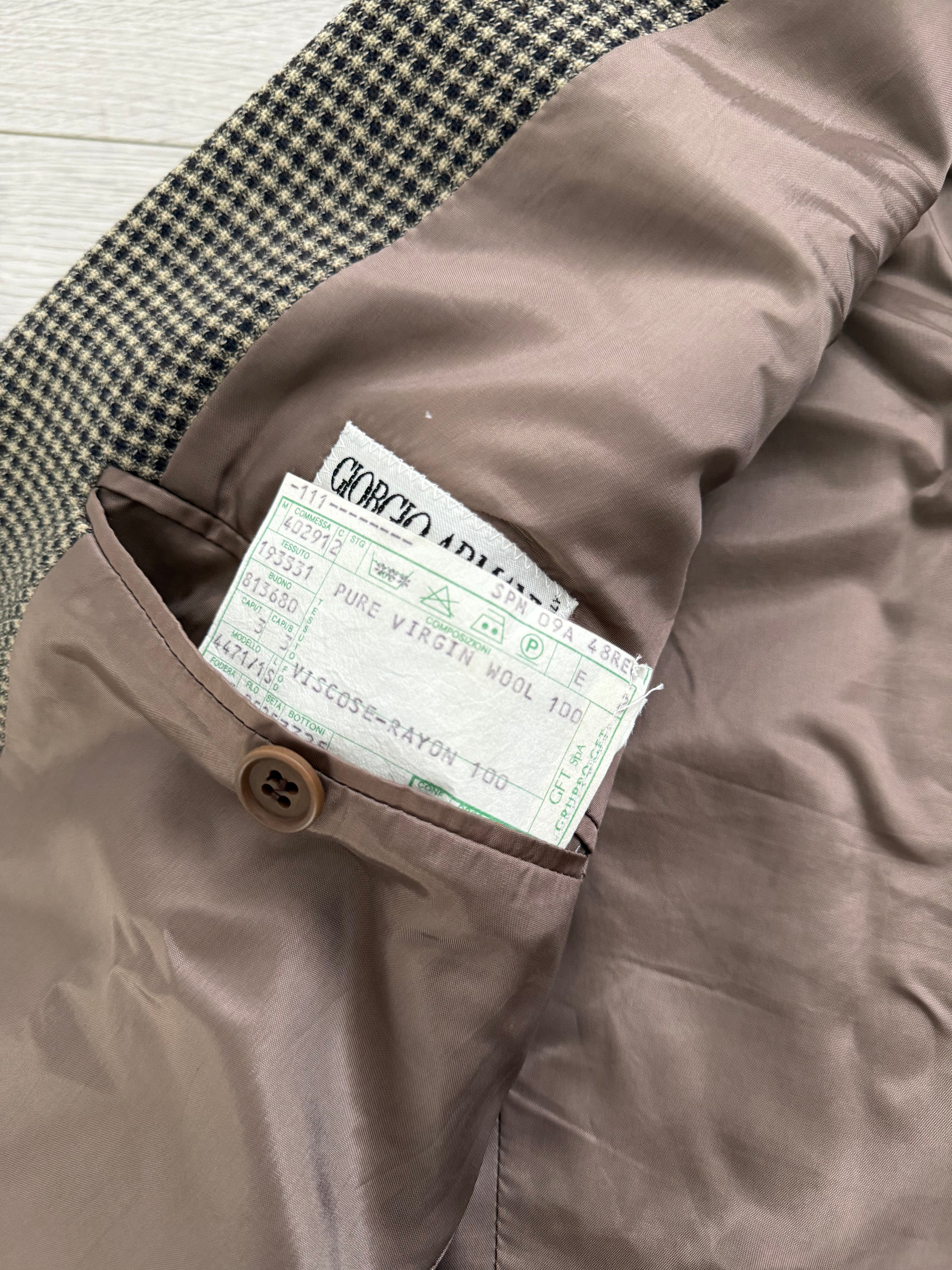 Giorgio Armani 1980s 2B Textured Wool Check Sports Jacket Blazer - Size M