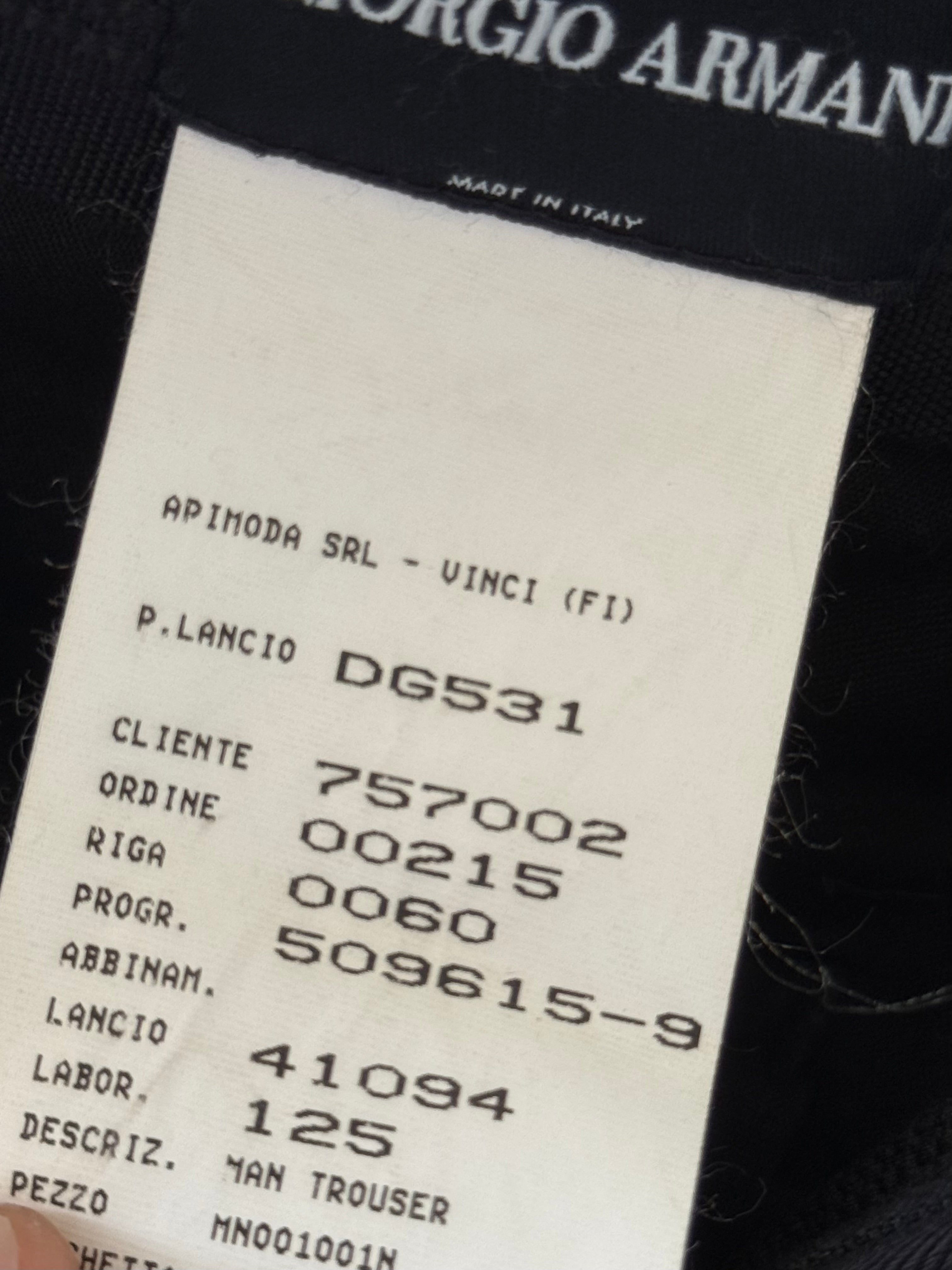 Armani 1990s Black Label Cotton Rubber Black Pants - Size 34" Waist