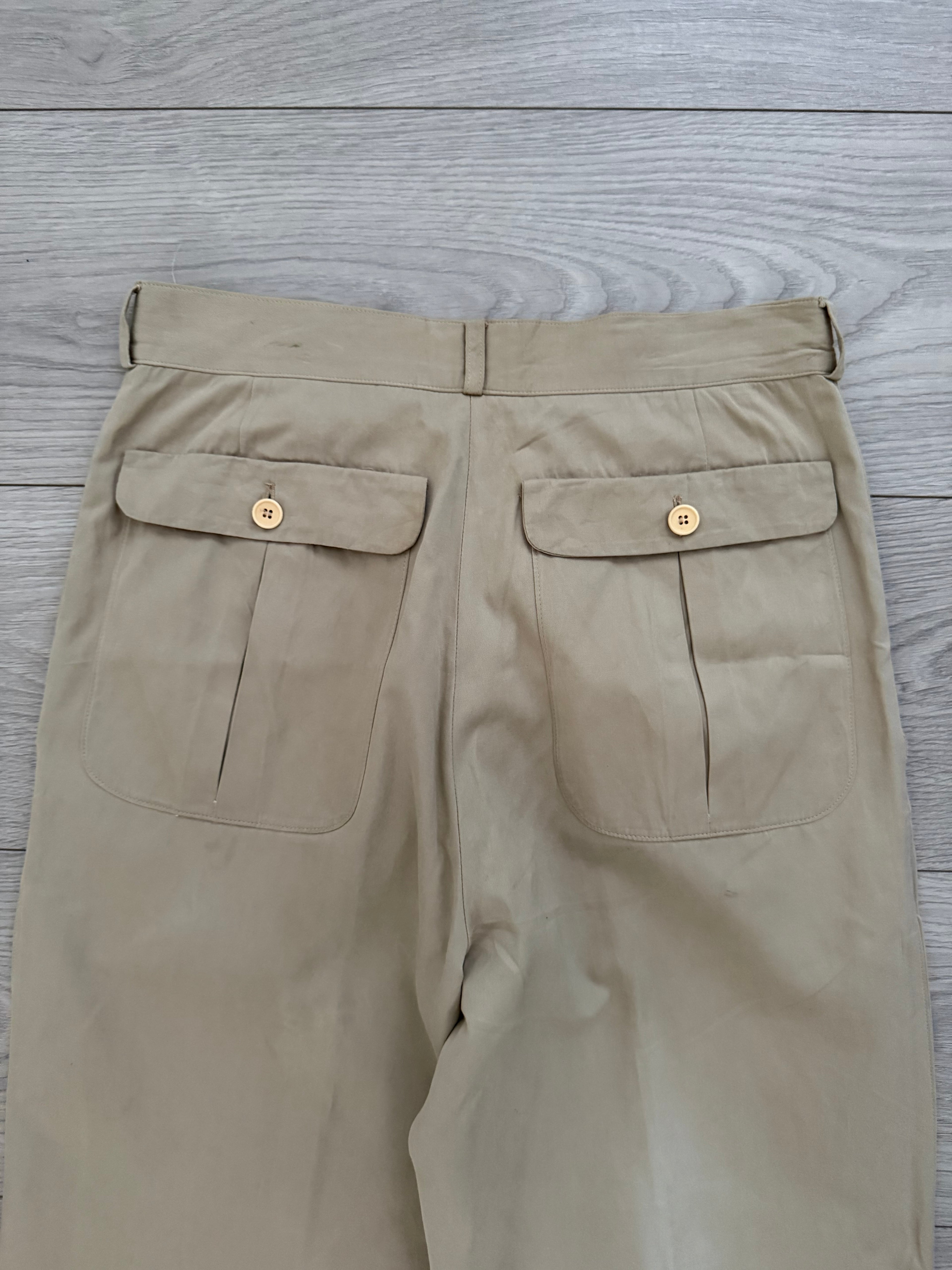 Versace 1980s Double-Pleat Beige Pants - Size 29" Waist