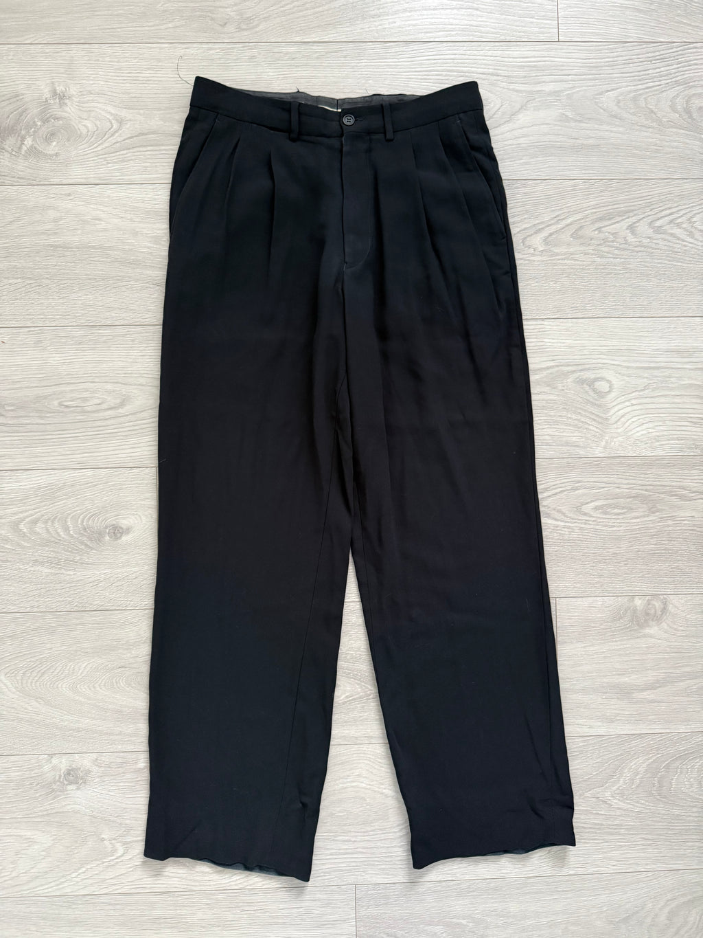 Emporio Armani 1990s Double Pleated Draped Wool Pants - Size 30