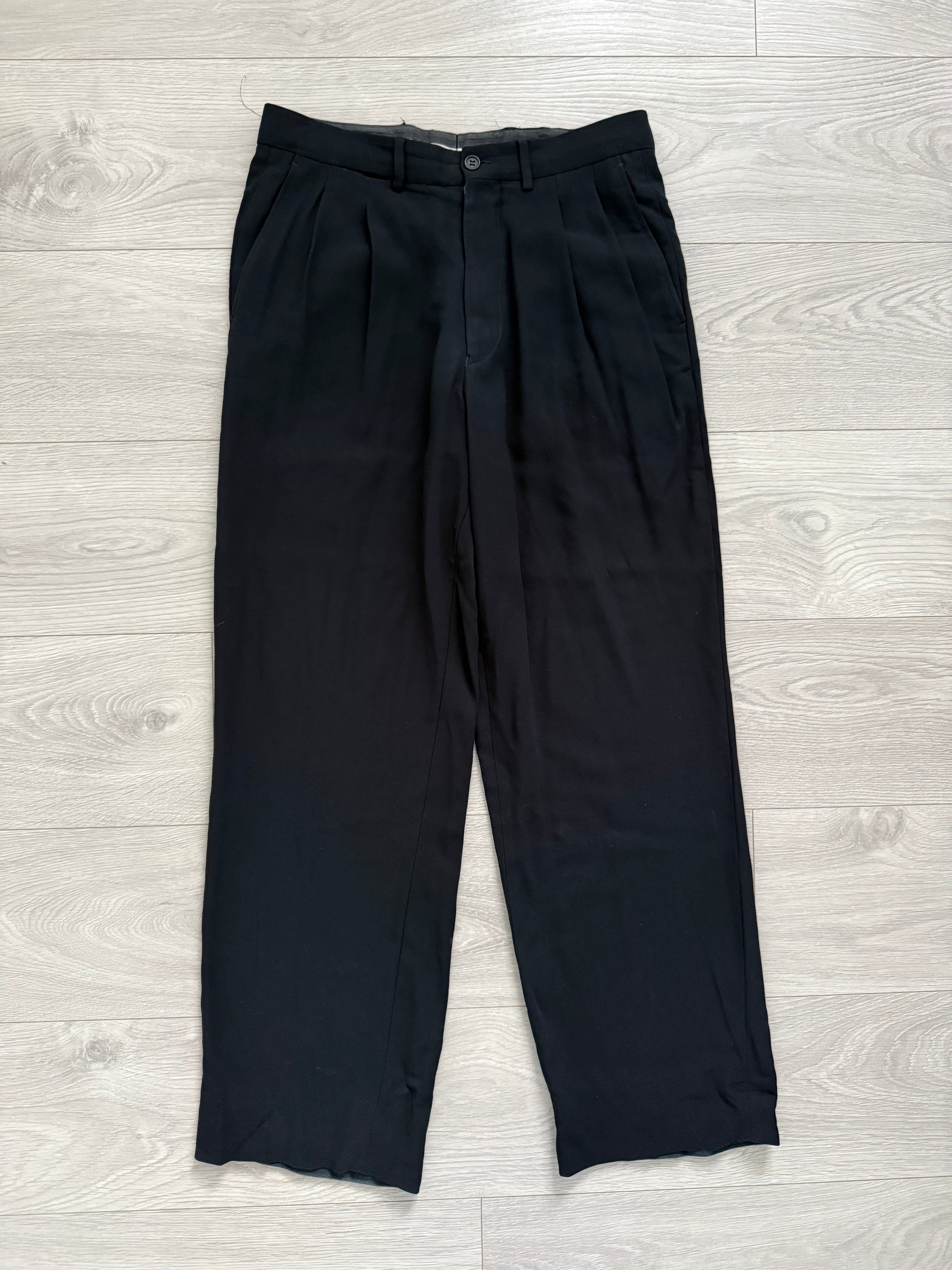 Emporio Armani 1990s Double Pleated Draped Wool Pants - Size 30