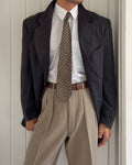 Giorgio Armani 1980s 2B Wool Silk Micro-Herringbone Sport Jacket Blazer - Size L