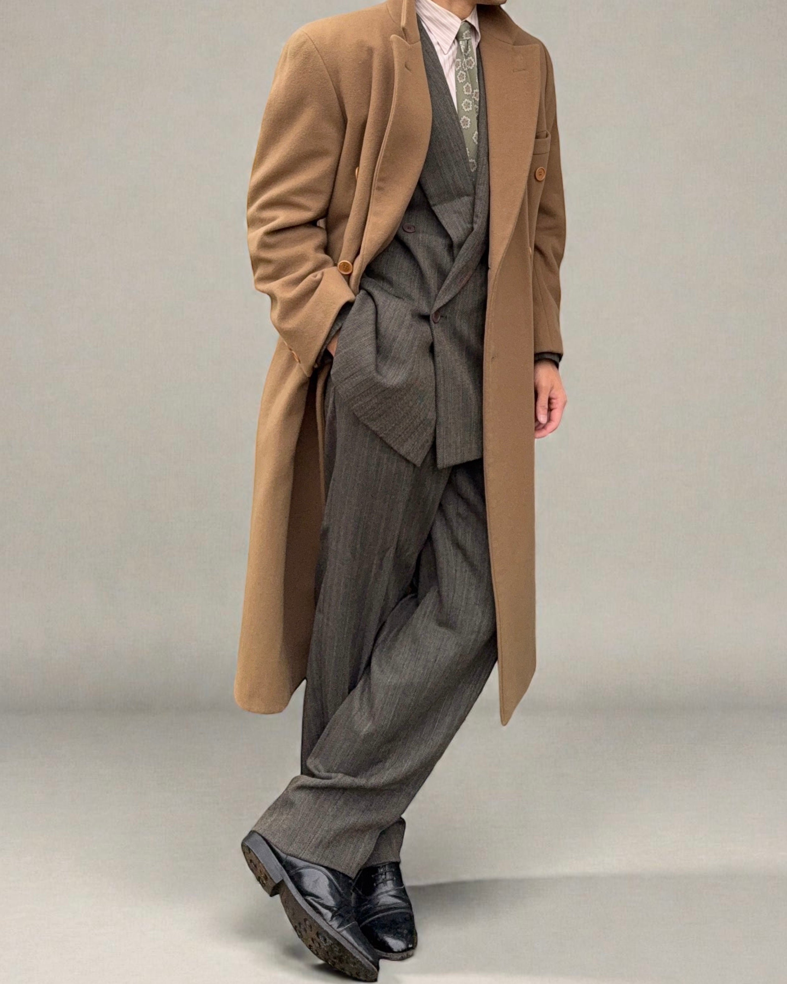 Emporio Armani 1990s Peaked Lapel Double-Breasted Relaxed Long