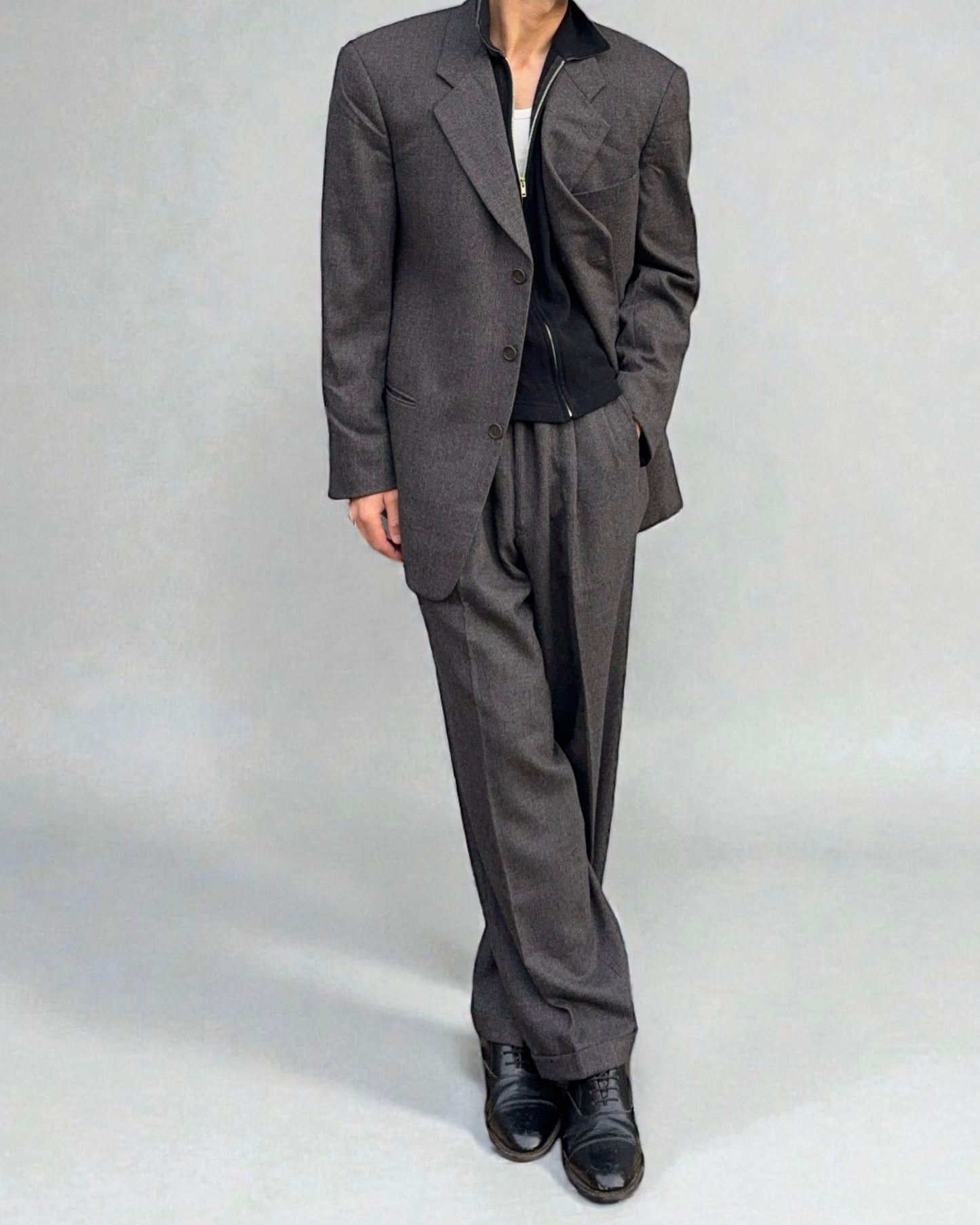 Armani 1990s Pleated Wool 3B Suit - Size XL Jacket / 38" Waist