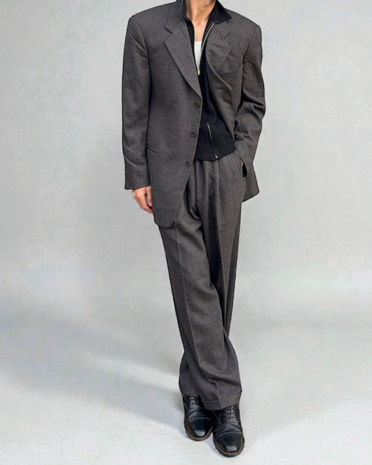 Armani 1990s Pleated Wool 3B Suit - Size XL Jacket / 38" Waist