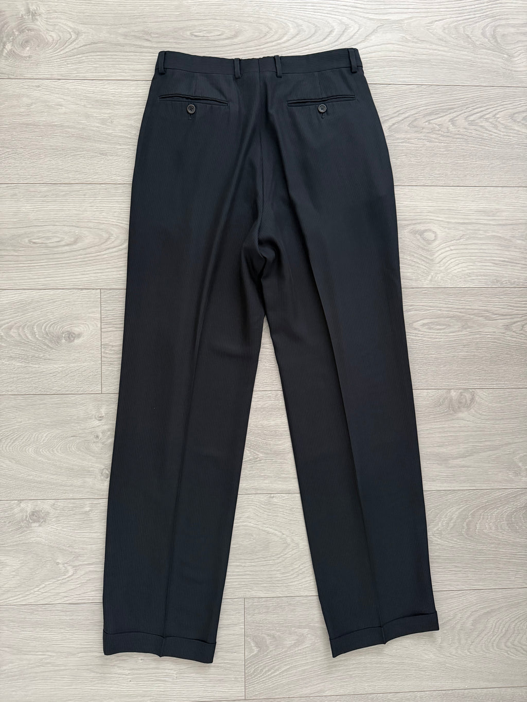 Armani 1990s 3B Pleated Wool Pinstripe Suit - Size M Jacket / 30" Waist
