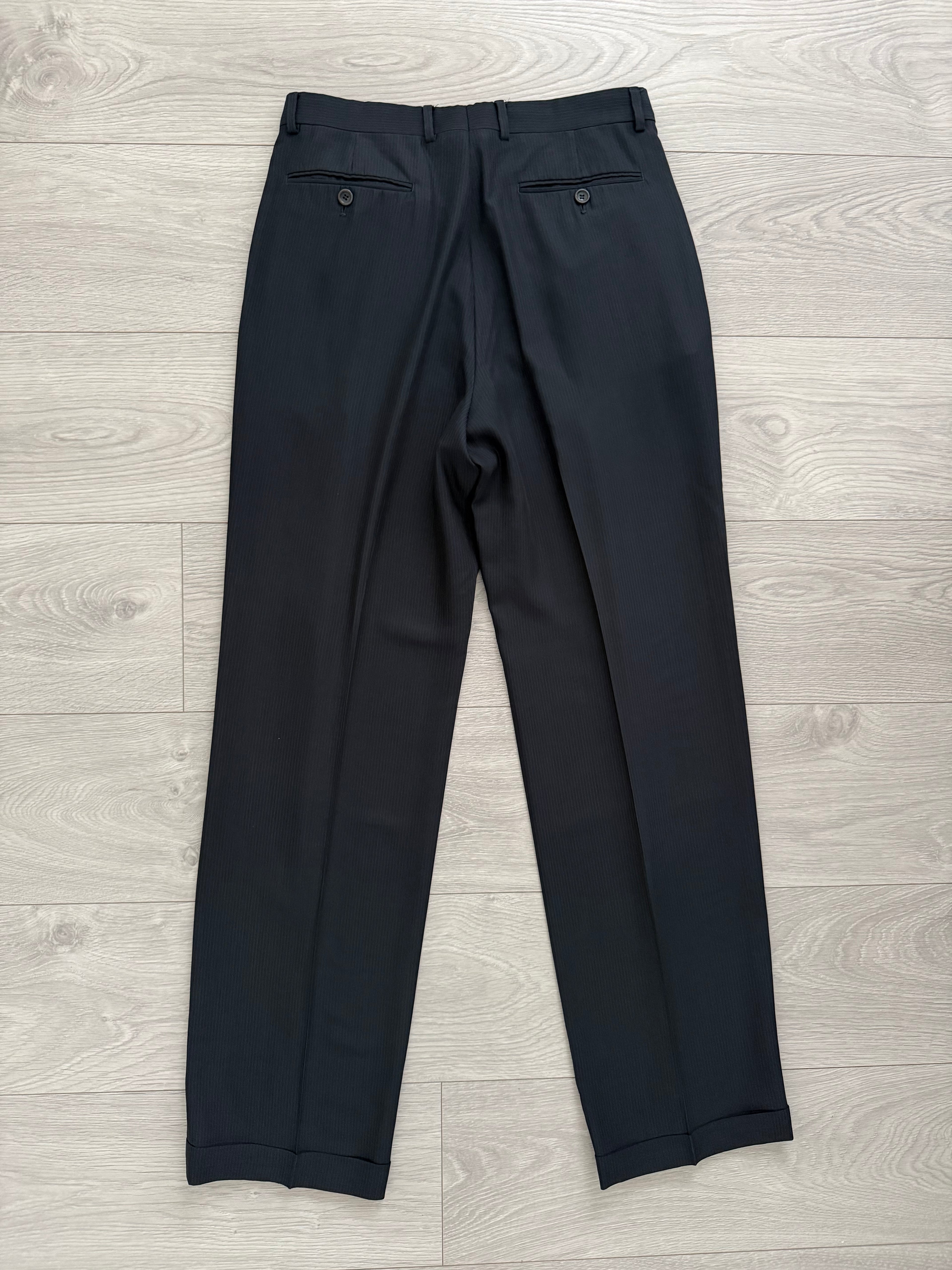 Armani 1990s 3B Pleated Wool Pinstripe Suit - Size M Jacket / 30" Waist
