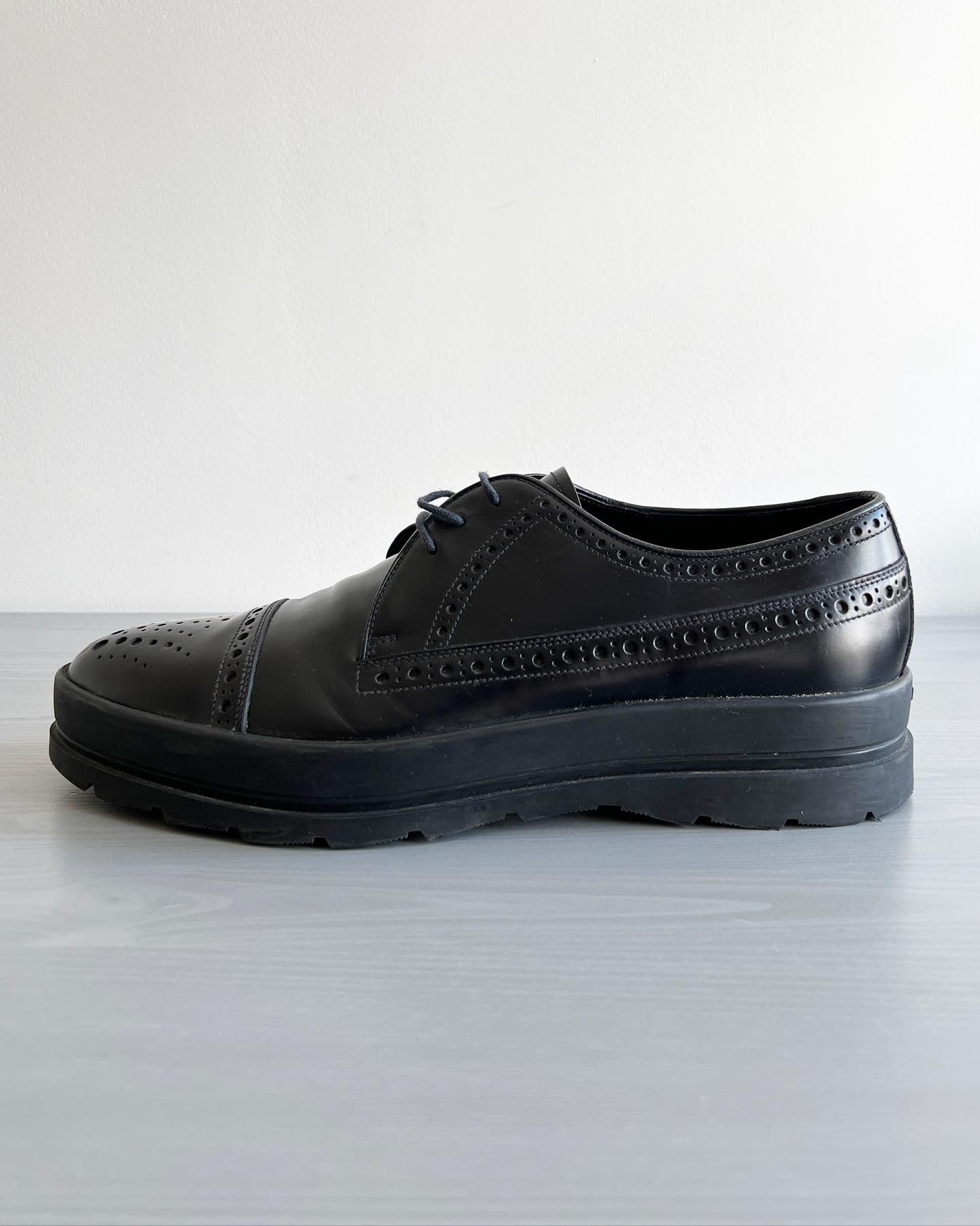 Prada Rubber Sole Brogue Derby Shoes - Size US10