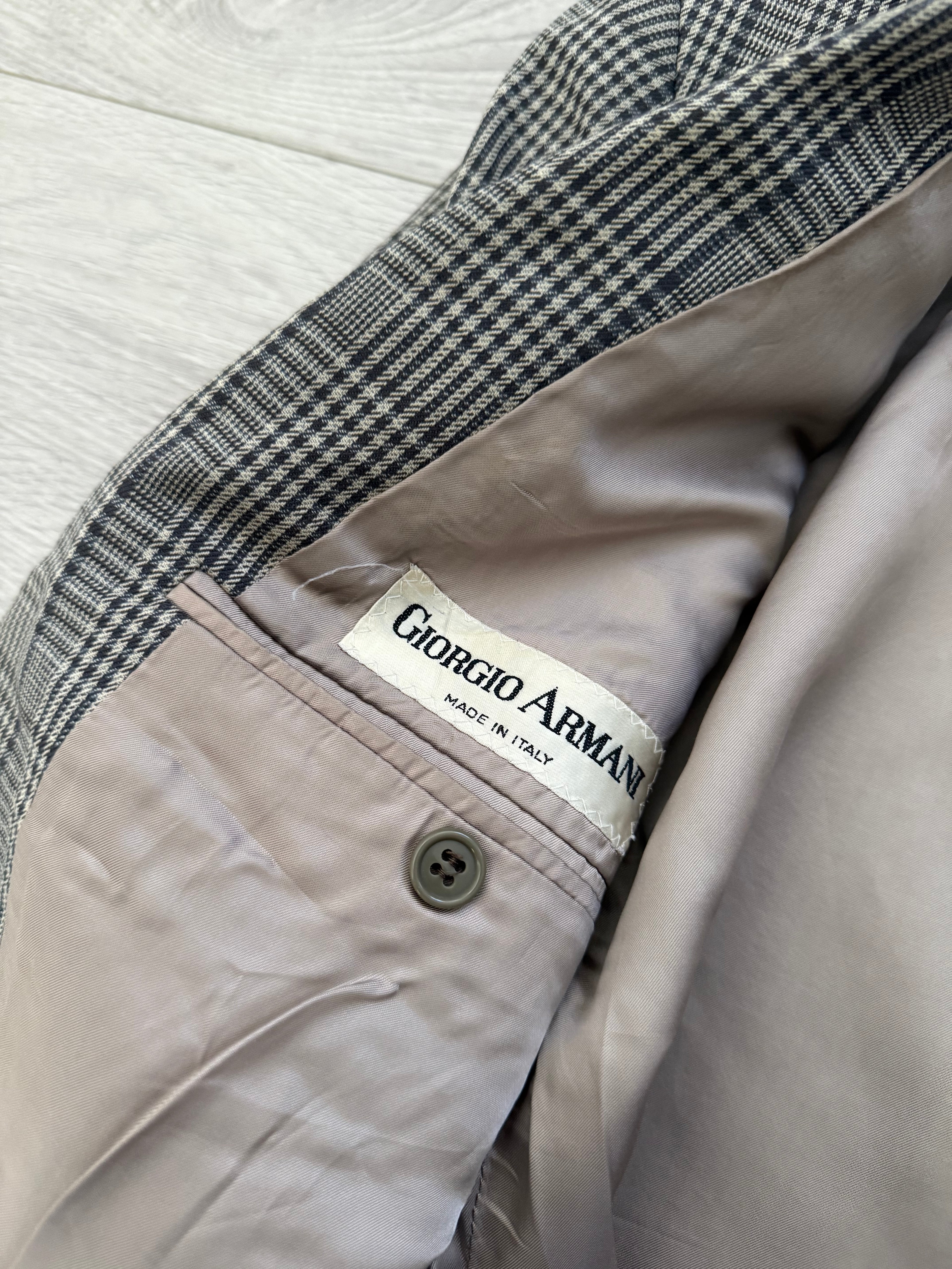 Giorgio Armani 1980s Mainline Wool Check Blazer Sports Jacket - Size L