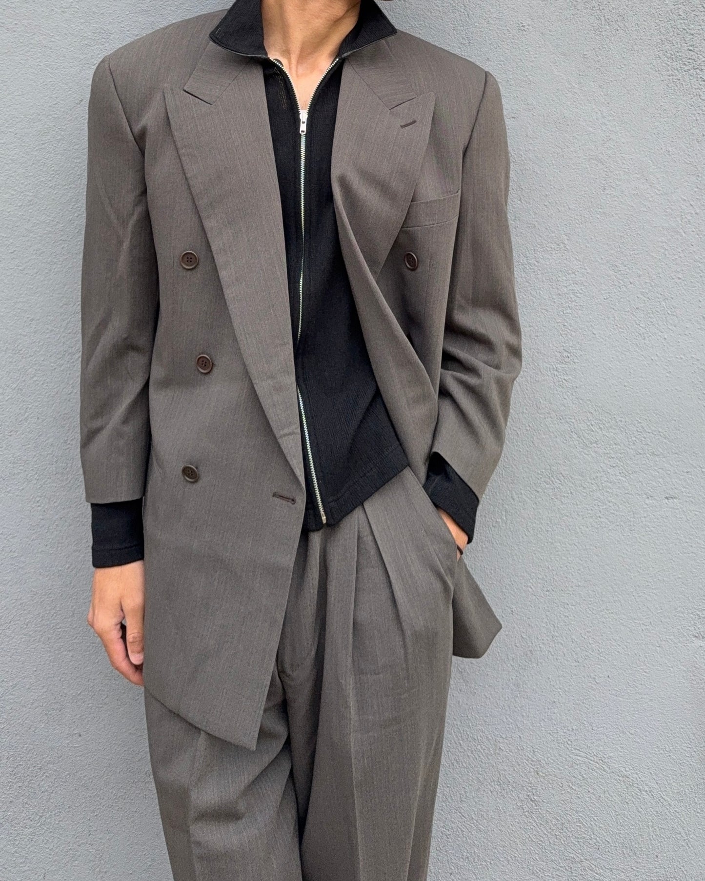 Giorgio Armani 1990s Double Breasted Triple Pleat Wool Suit - Size M Jacket / 32" Waist