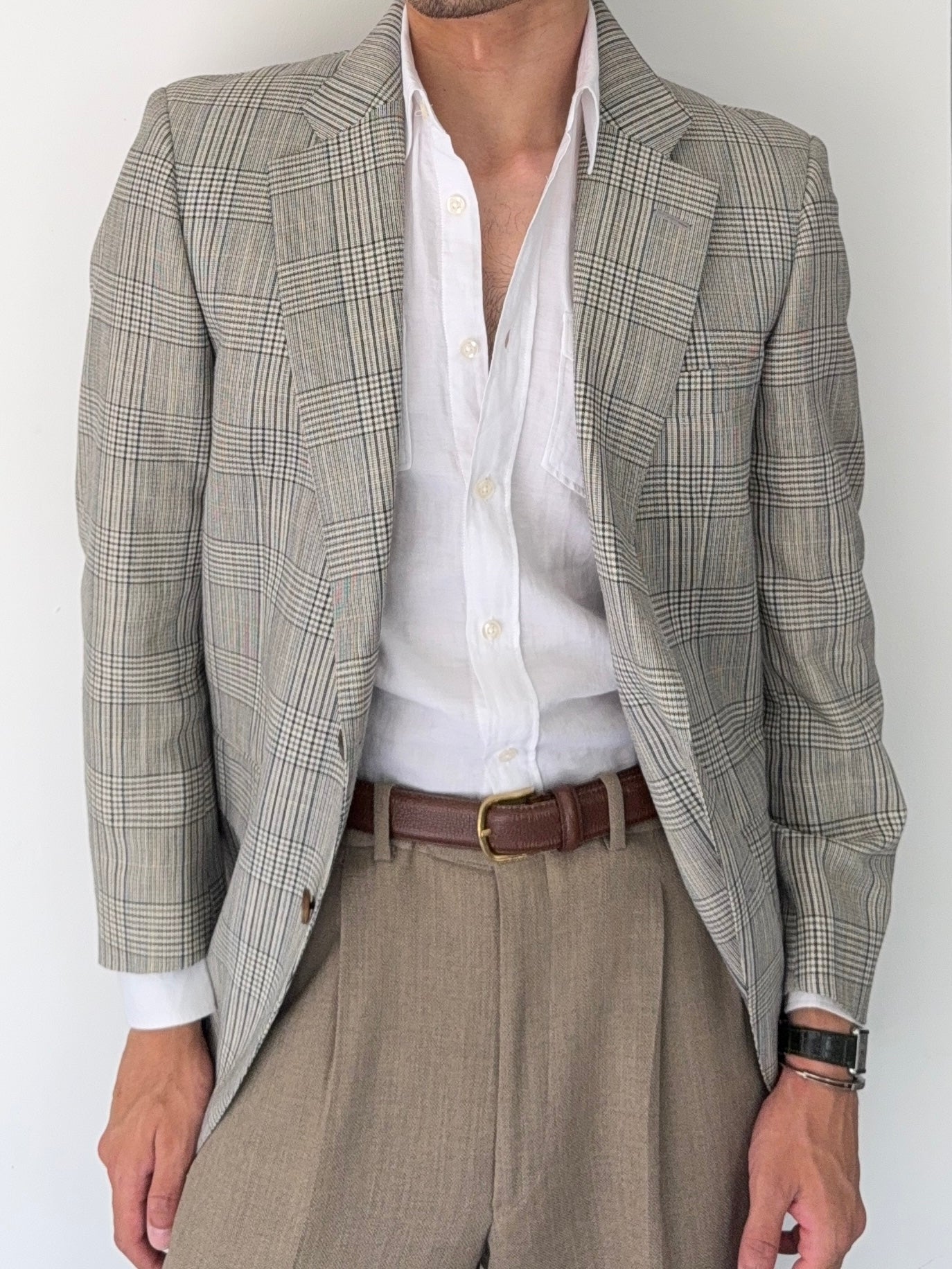 Burberry 1990s 2B Wool Grey Lightweight Partially Lined Sports Jacket Blazer - Size S