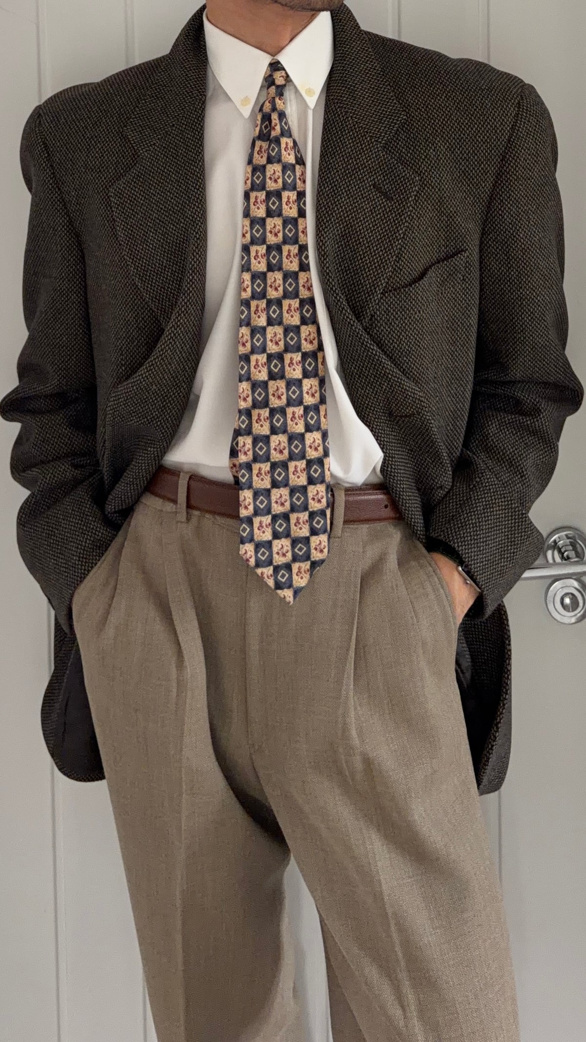 Giorgio Armani 1980s 3B Textured Wool Sport Jacket Blazer  - Size XL