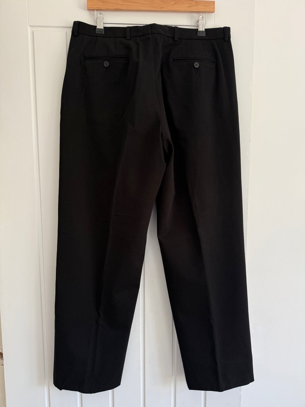 Armani 1990s Black Label Cotton Rubber Black Pants - Size 34" Waist