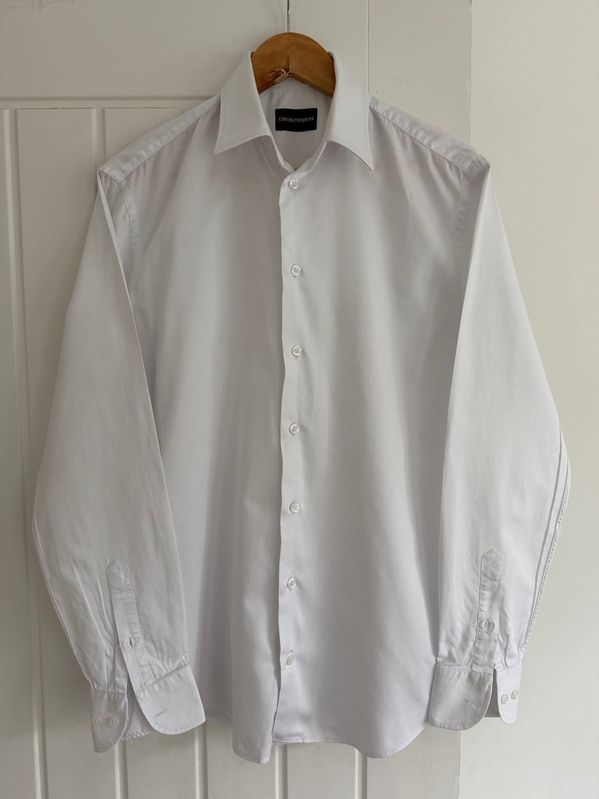 Emporio Armani White Cotton Shirt - Size Medium