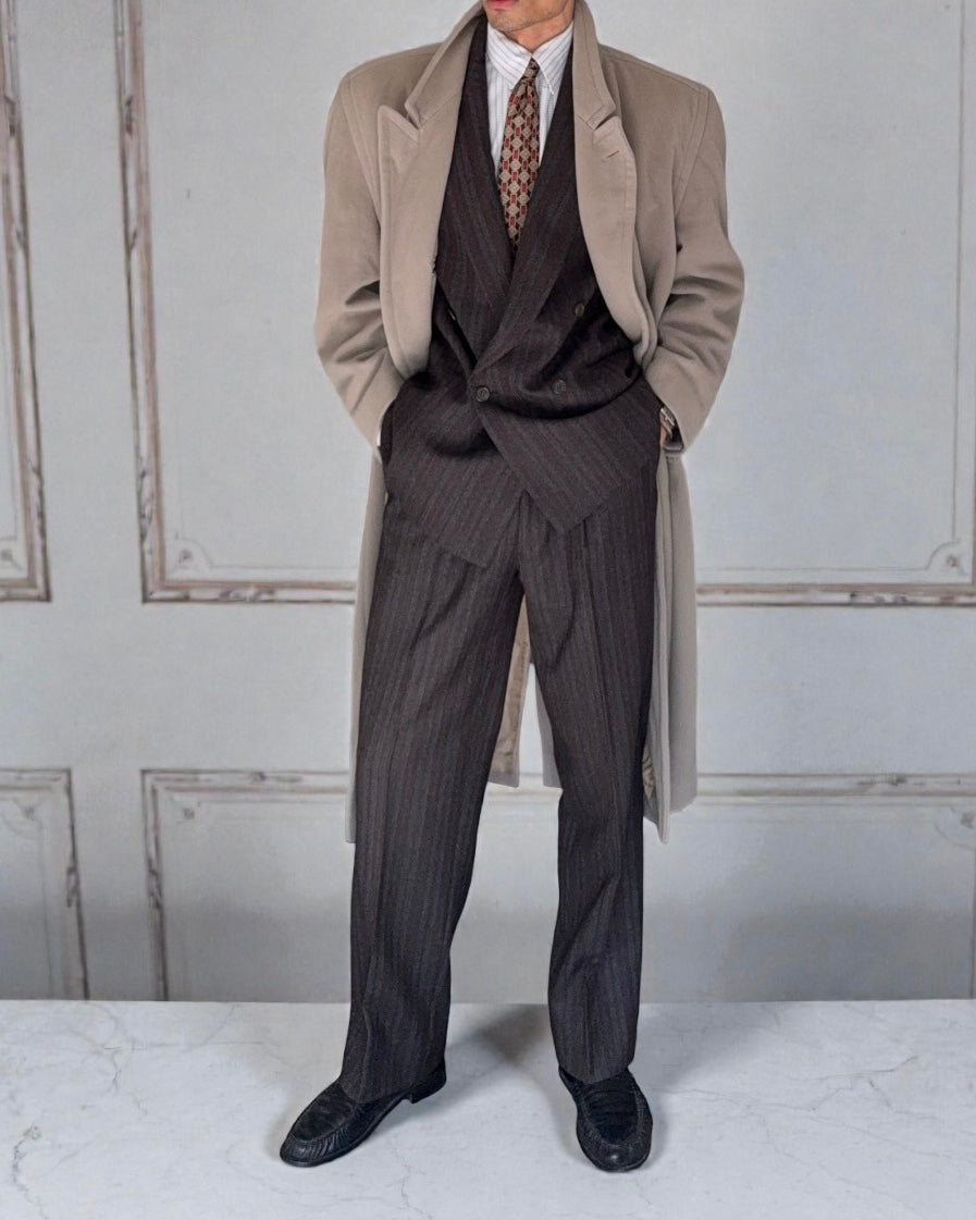 Hugo Boss 1980s 'Yamaha' Double-Breasted Wool Coat - Size M