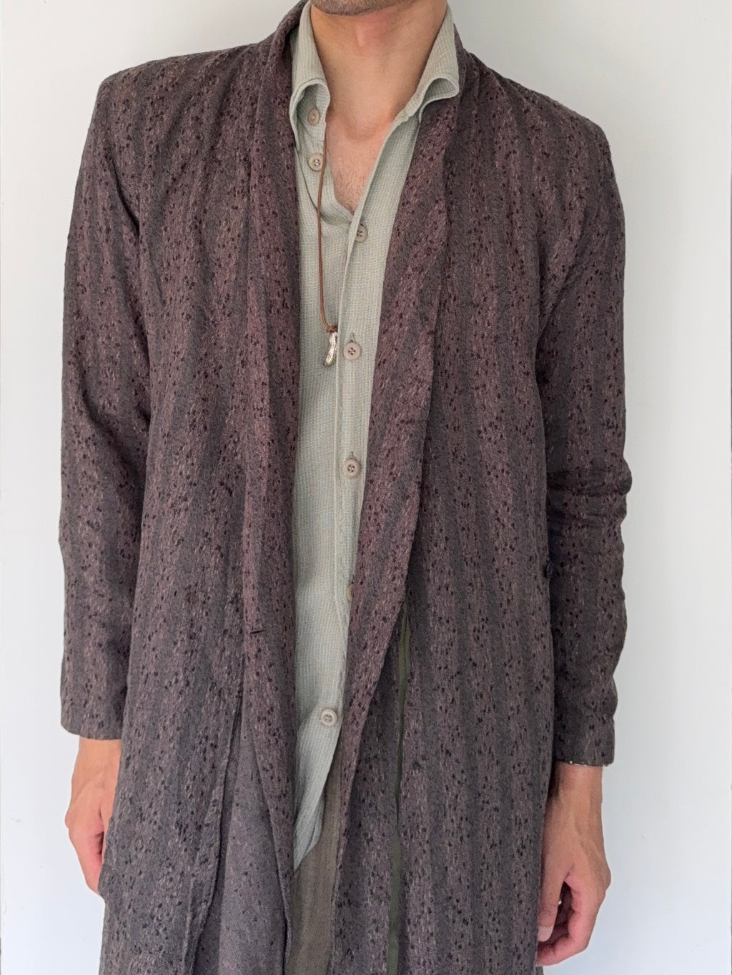 Giorgio Armani Womens 1970s Wool Texture Layered Robe - One Size